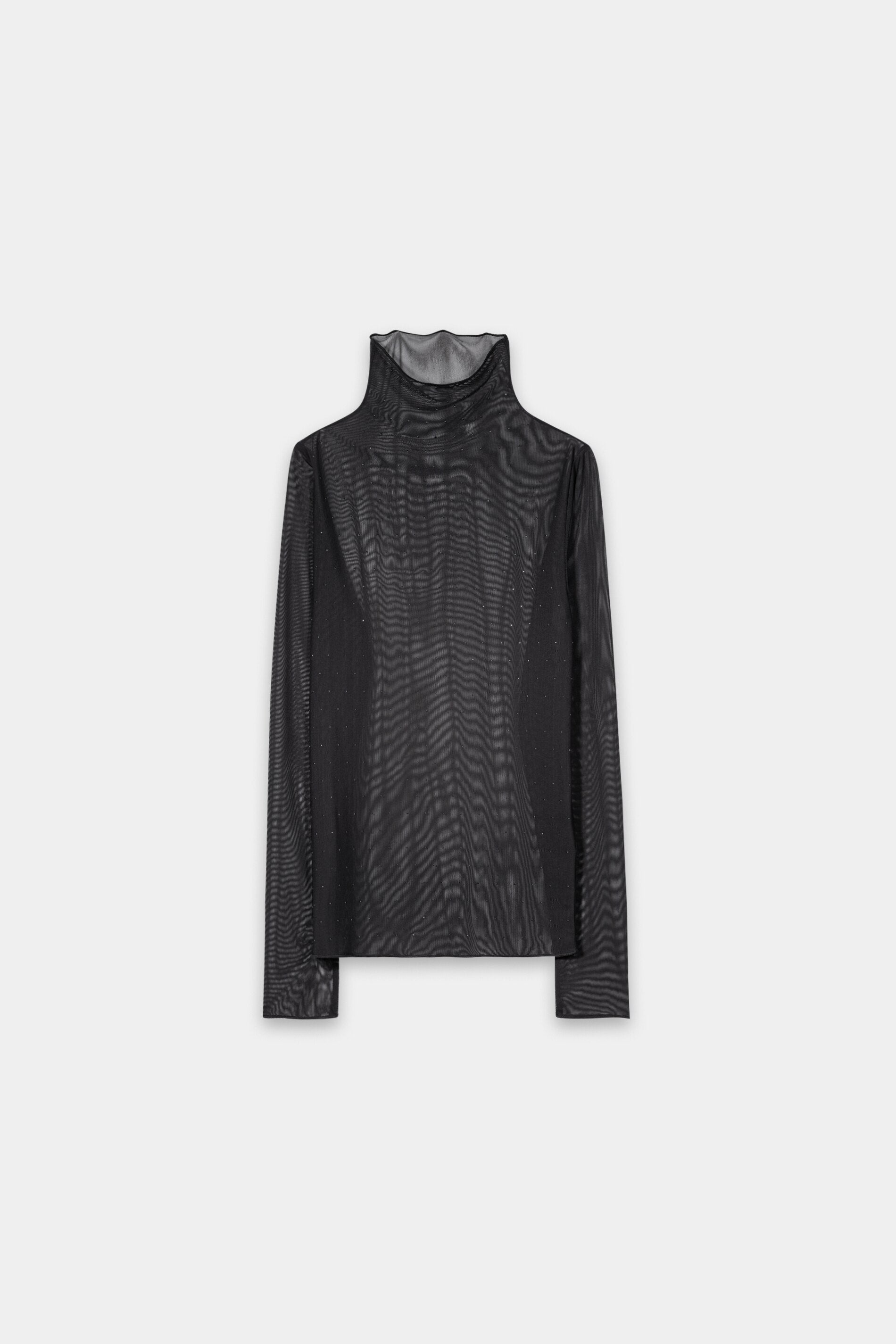 Mesh turtleneck shirt - black - Standard
