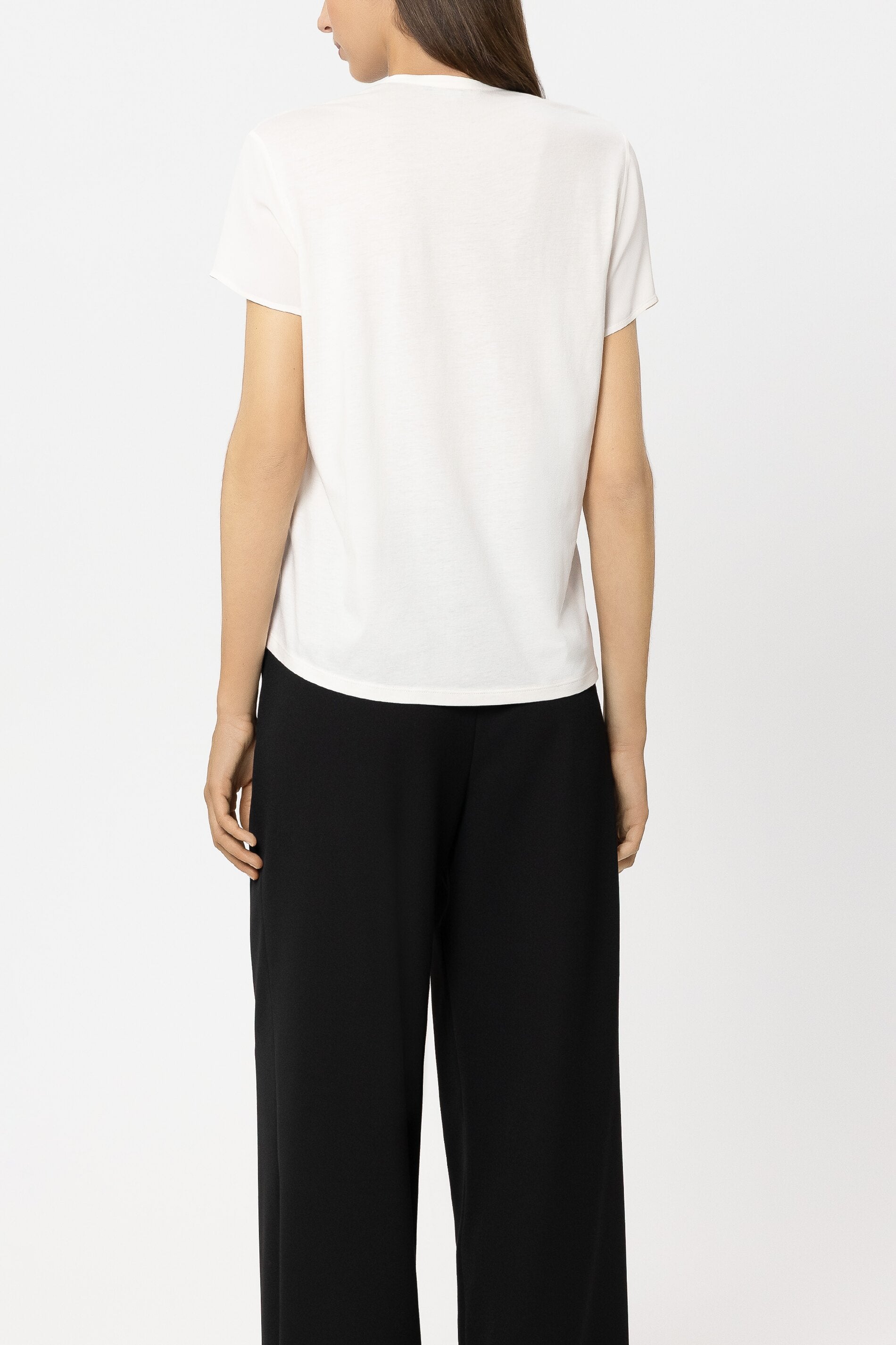 Halbarm-Shirt mit Volants - cream - Standard | Model Rück