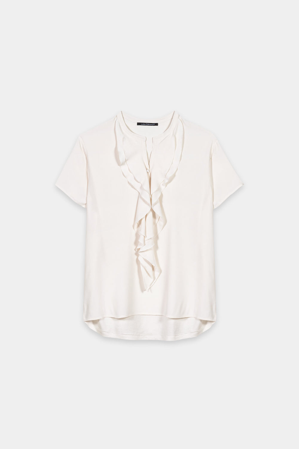 Half-sleeved shirt with flounces - cream - Standard