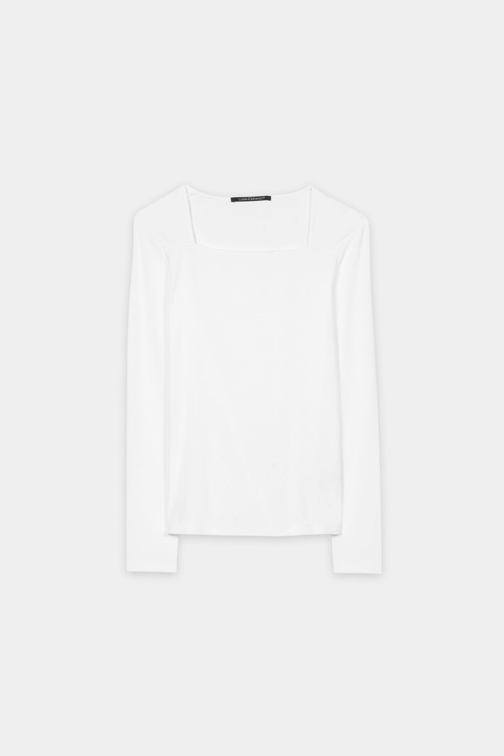 Ribbed shirt with square neckline - white - Standard