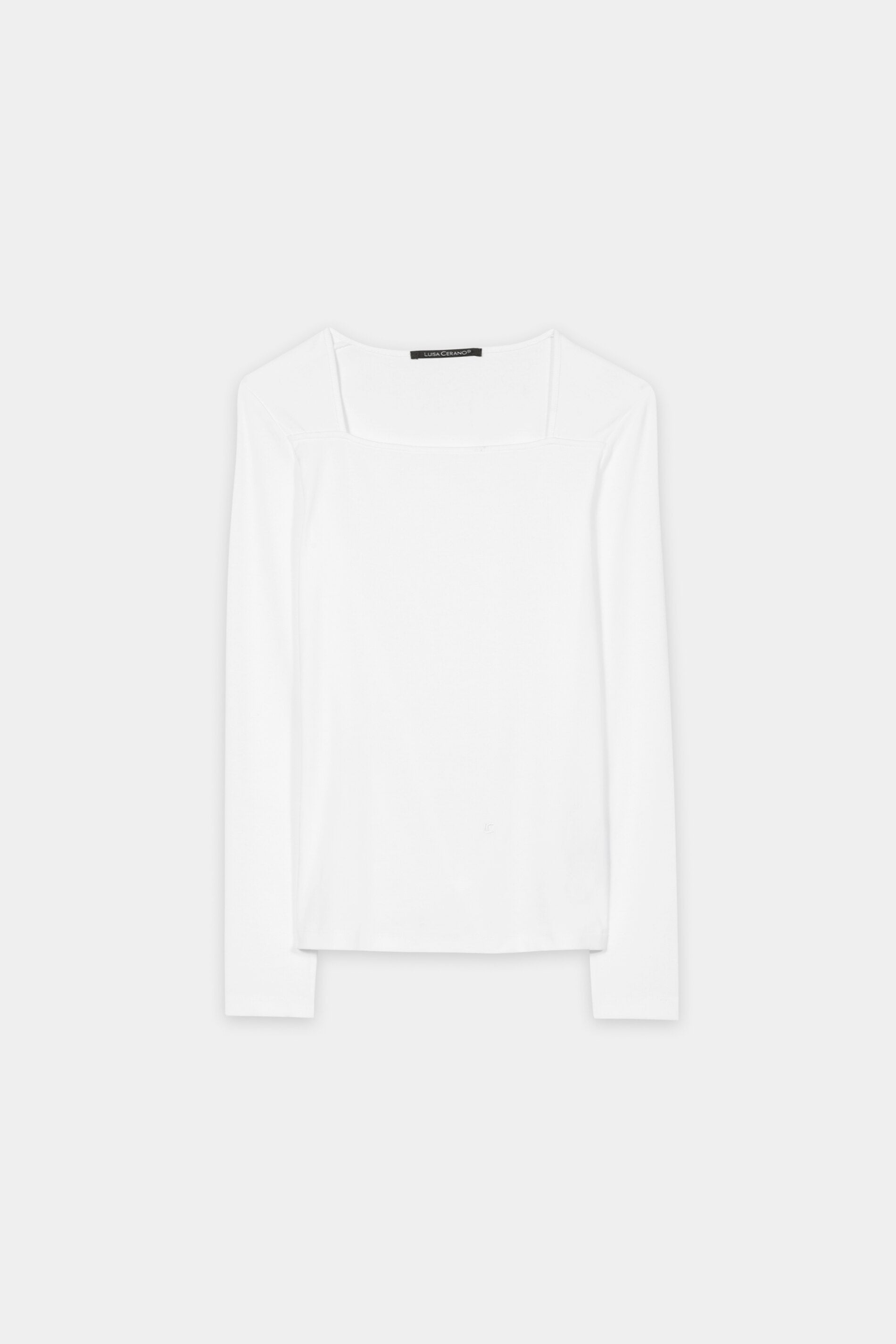 Rippshirt mit Carré-Ausschnitt - white - Standard | Artikel Front