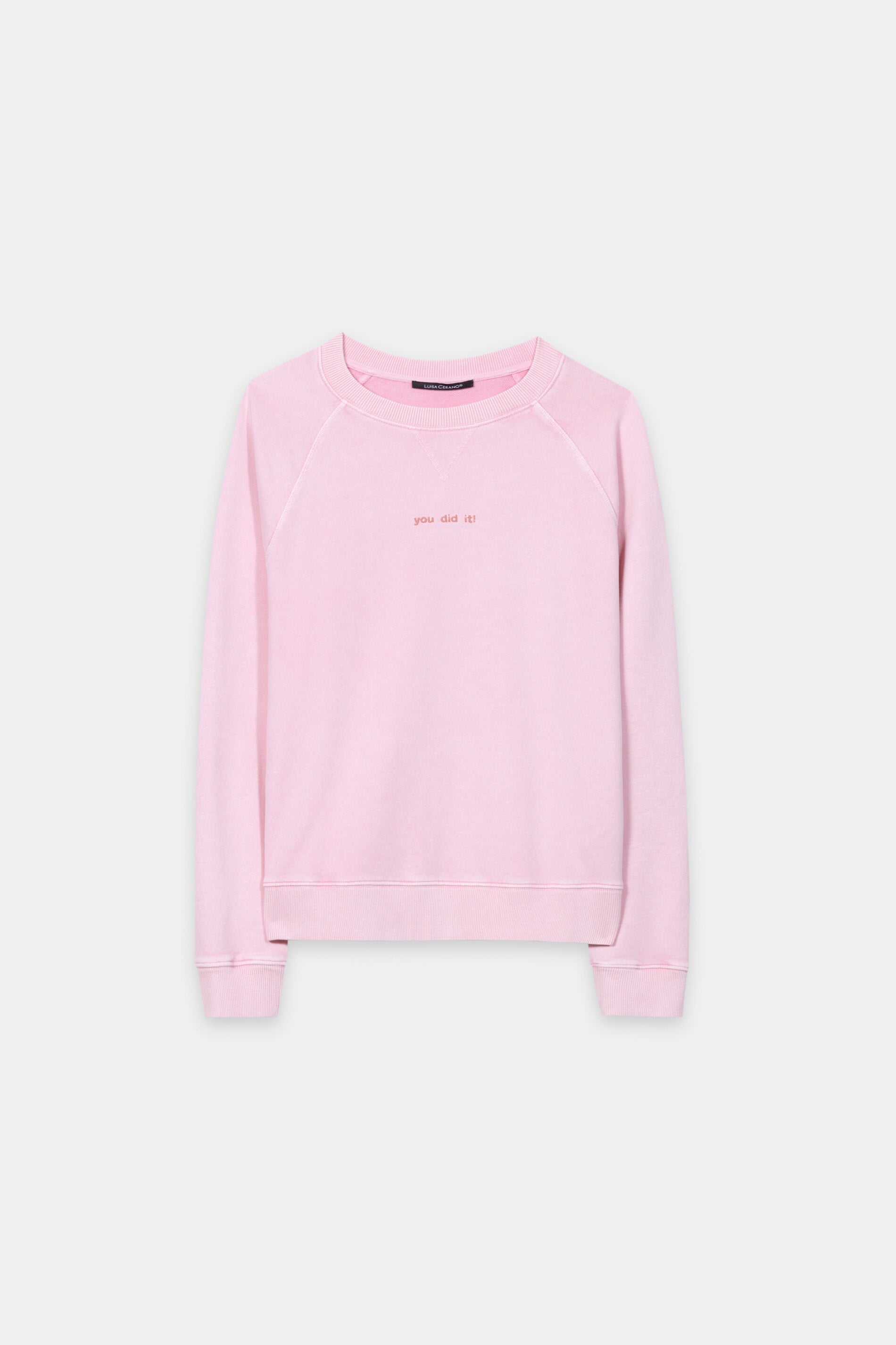 Baumwoll-Sweatshirt - creamy blush - mit Stickerei / Straß | Artikel Front