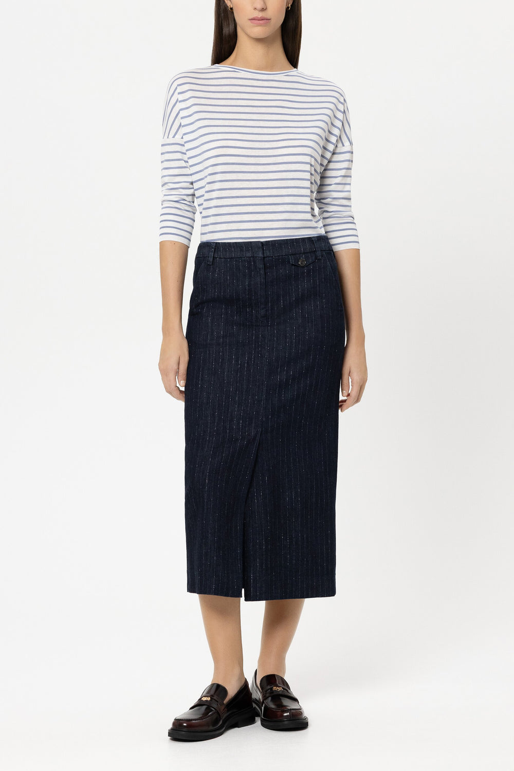 Striped shirt with ribbed details - casual blue / cream - Standard