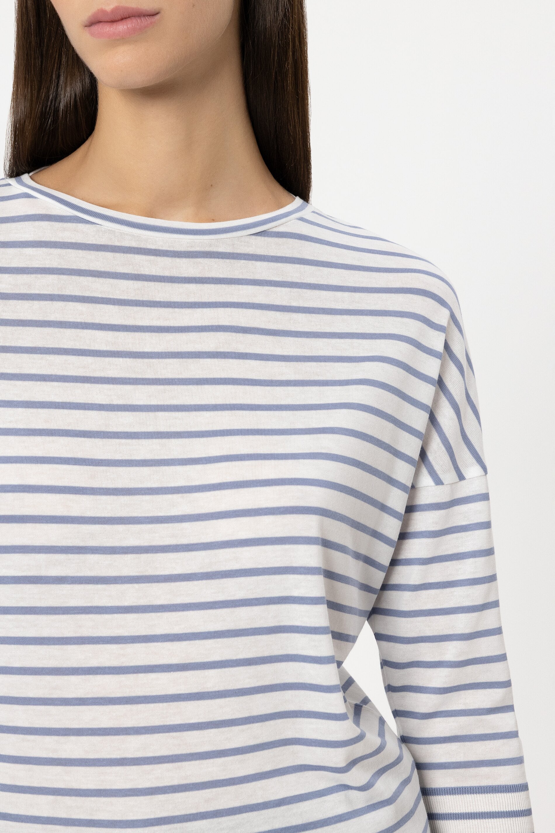 Ringel-Shirt mit Ripp-Details - casual blue / cream - Standard | Model Detail