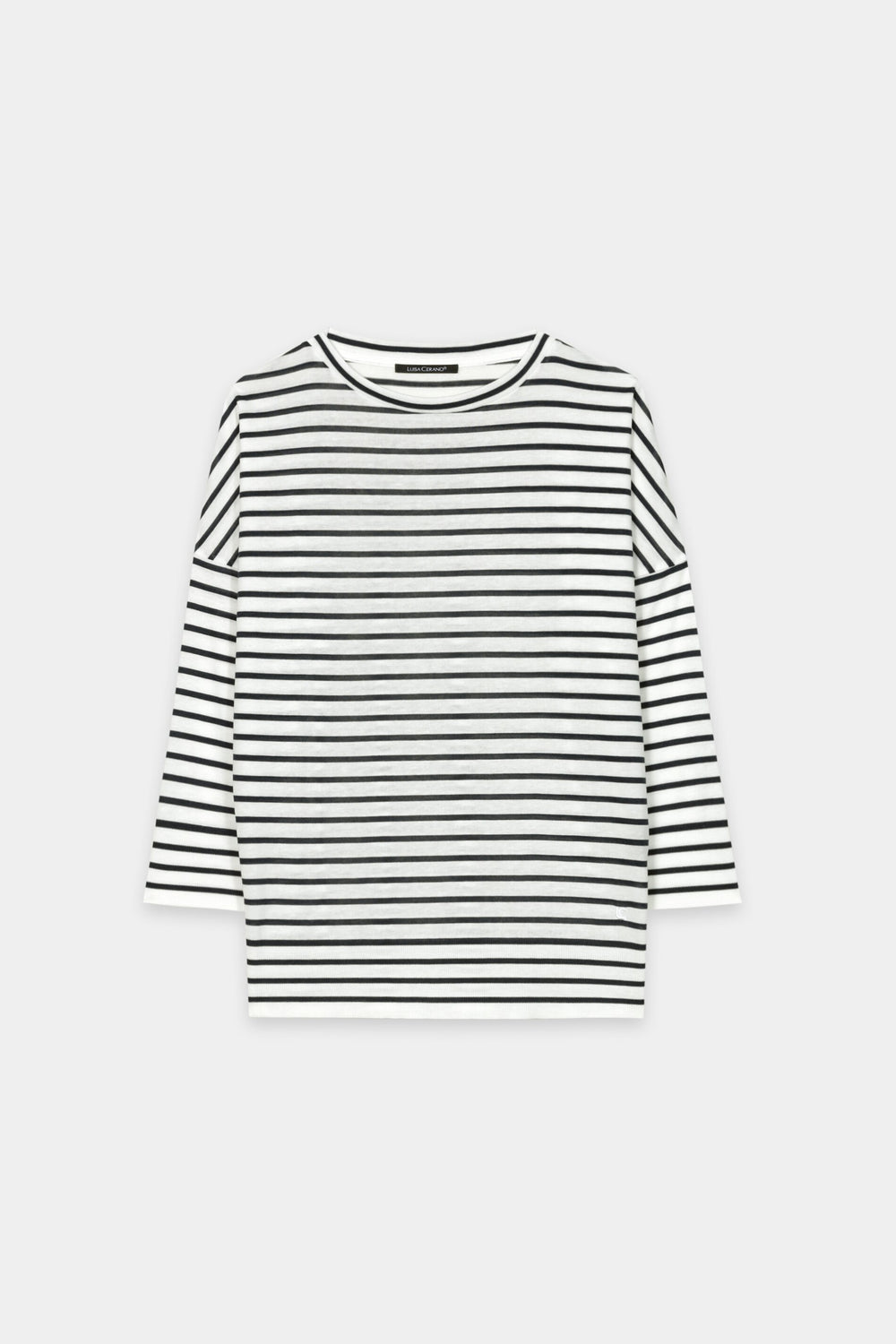 Striped shirt with ribbed details - navy blue / cream - Standard