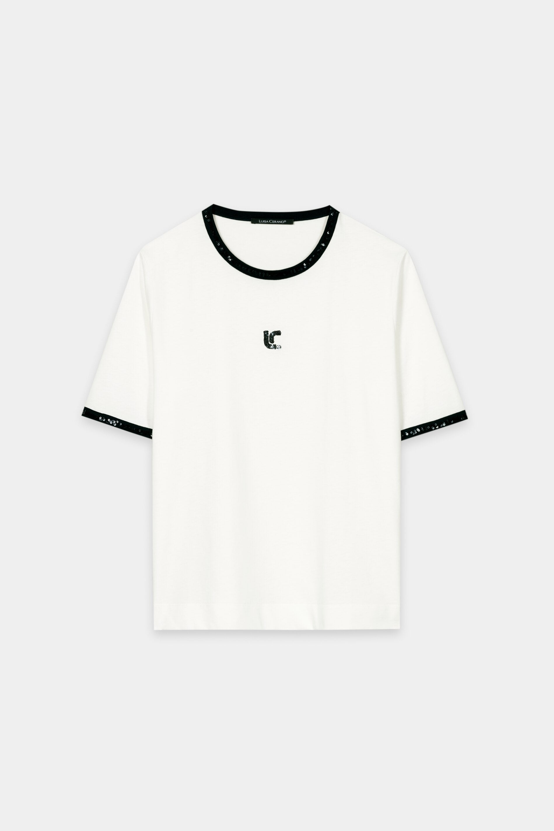T-Shirt mit Logo-Stickerei - off-white - Standard | Artikel Front