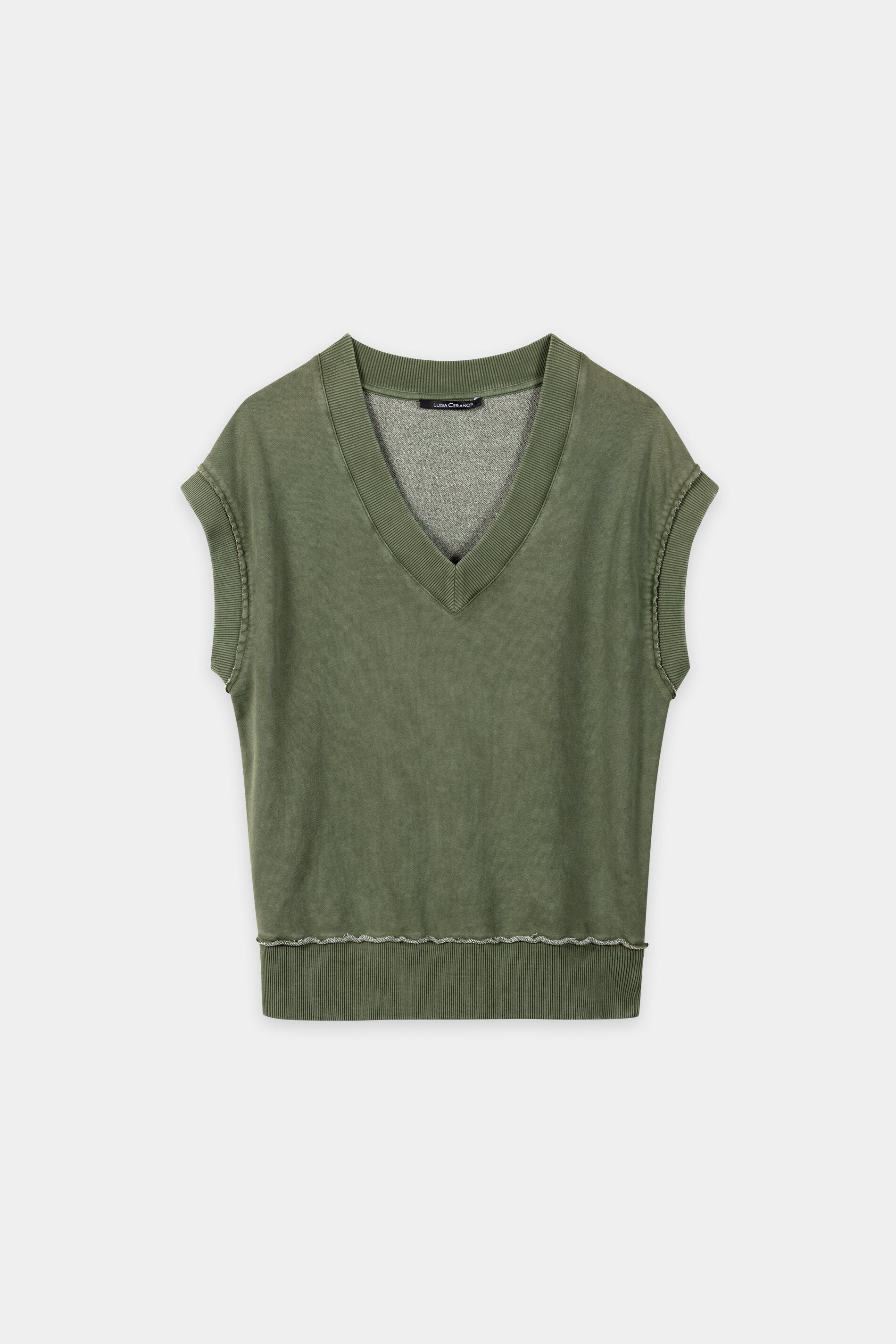 V-neck sweatshirt - khaki - Standard