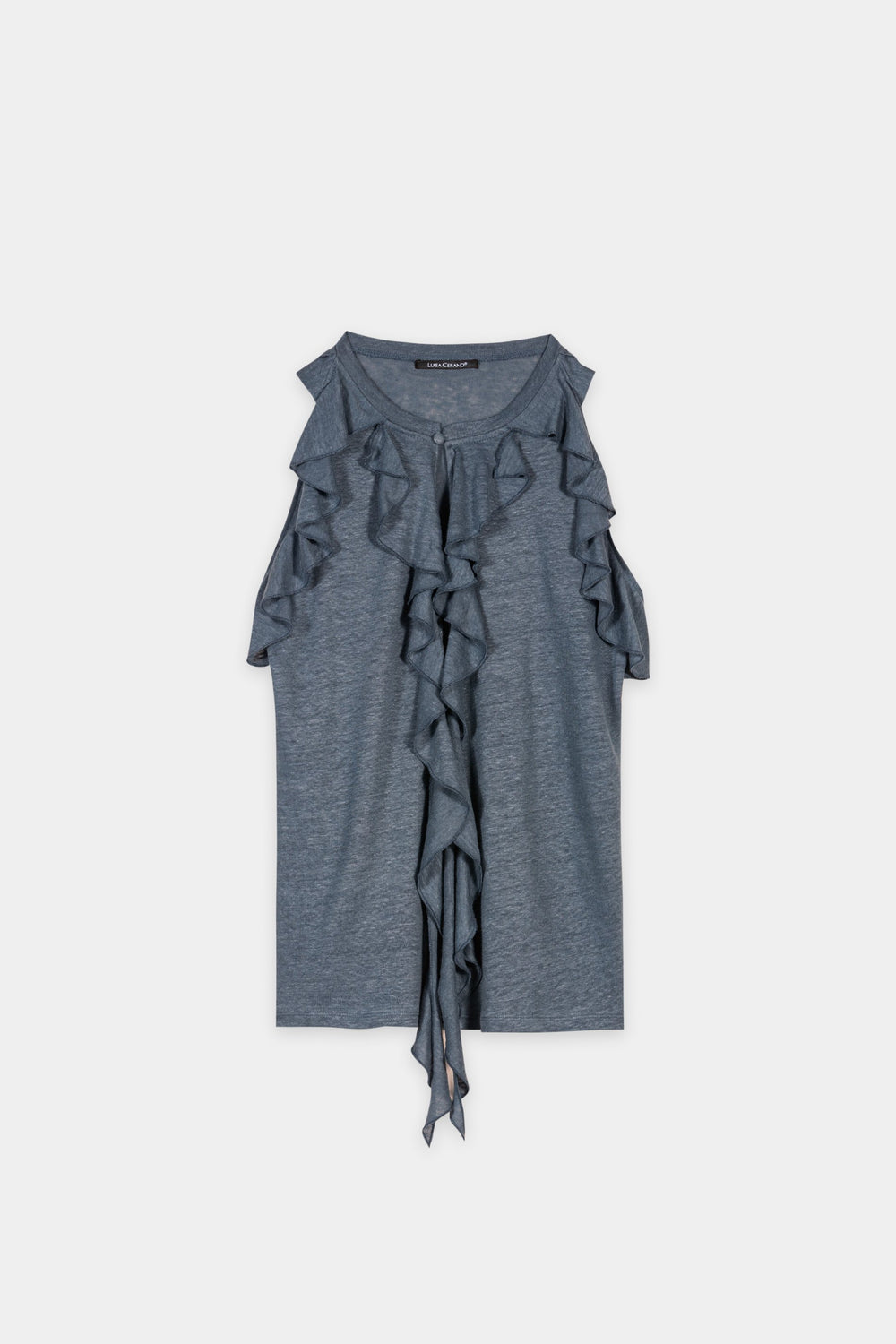 T-shirt dos nu en lin - bleu encre - standard