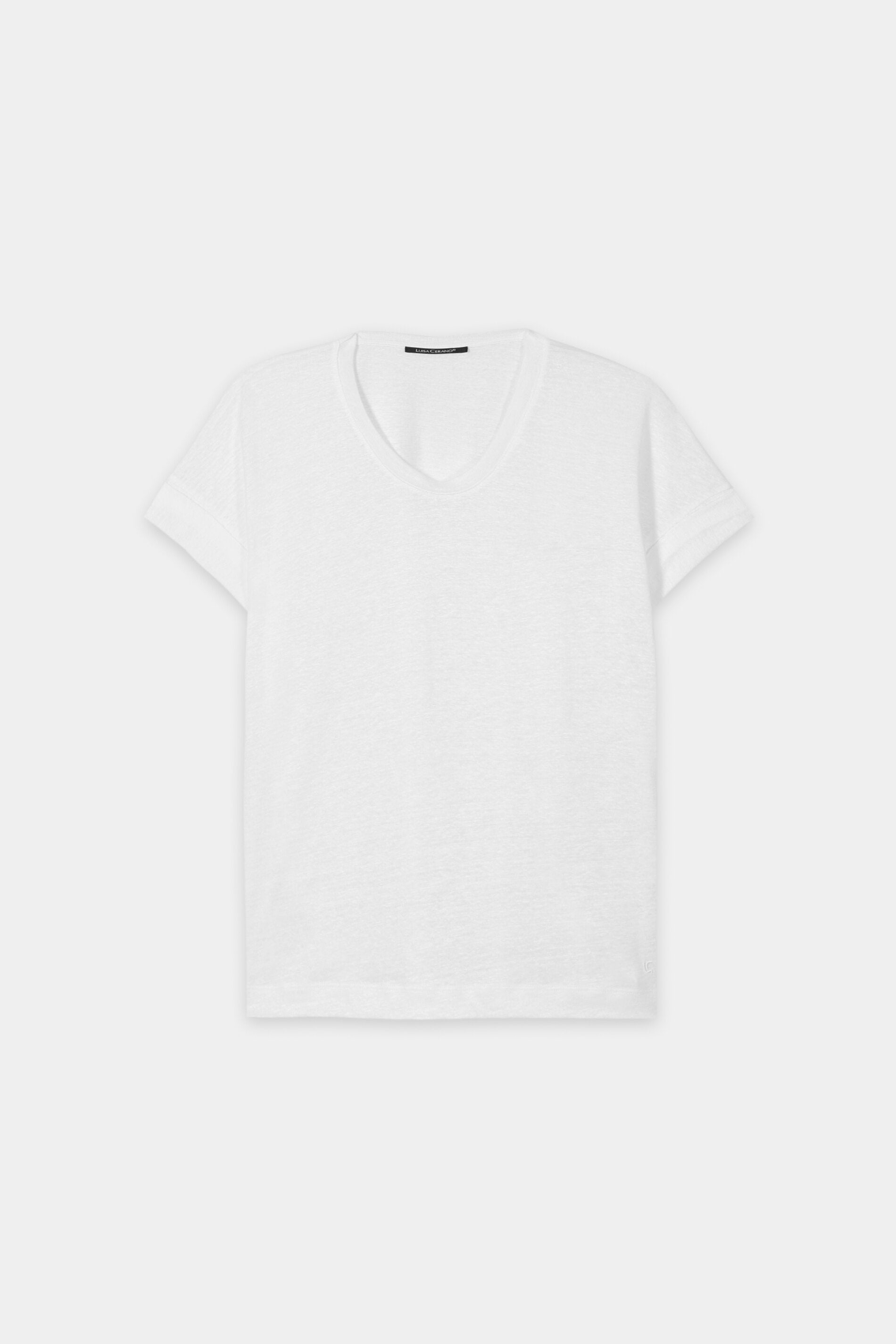 Linen T-shirt - white - Standard