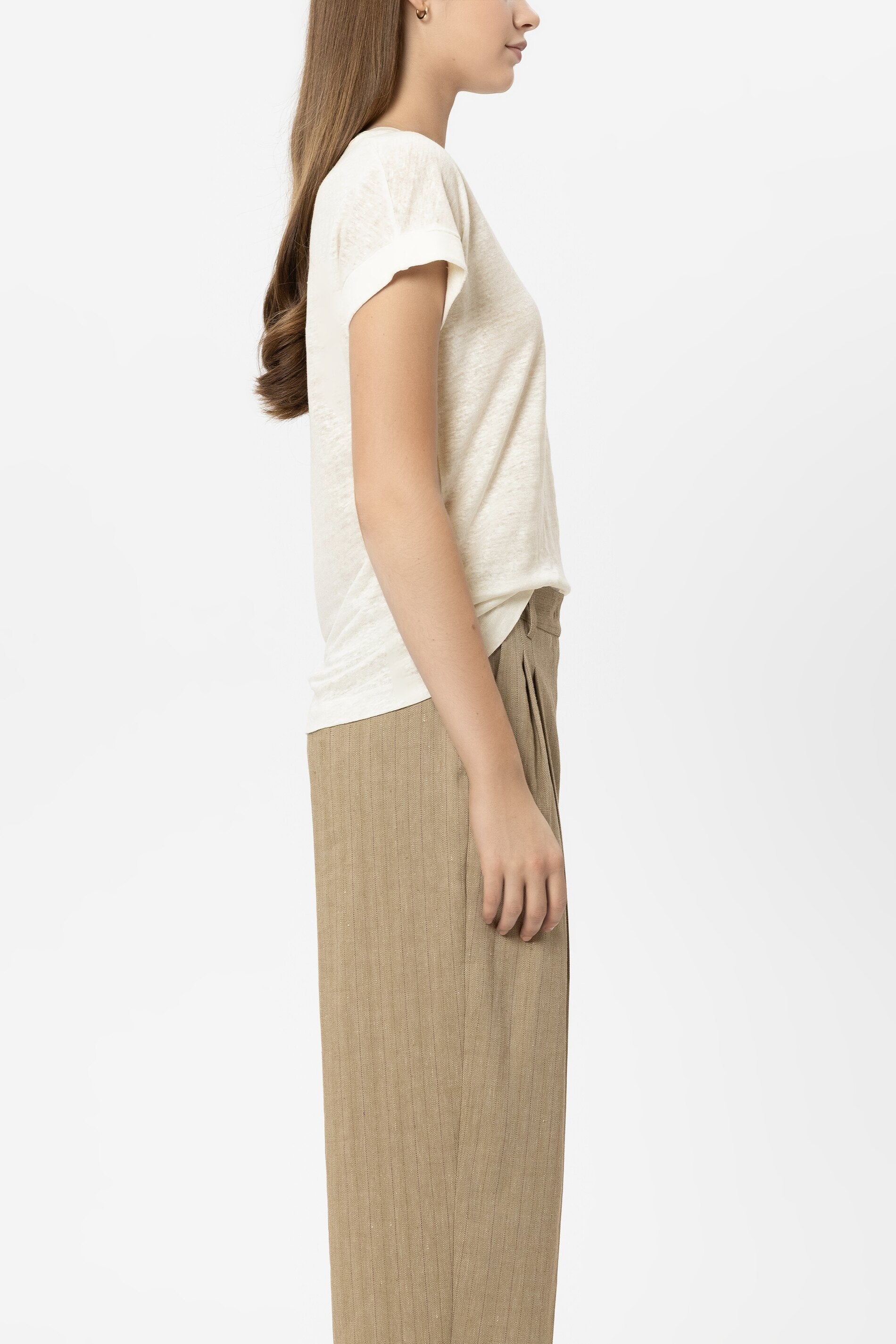 Leinen-T-Shirt - off-white - Standard | Model Seite