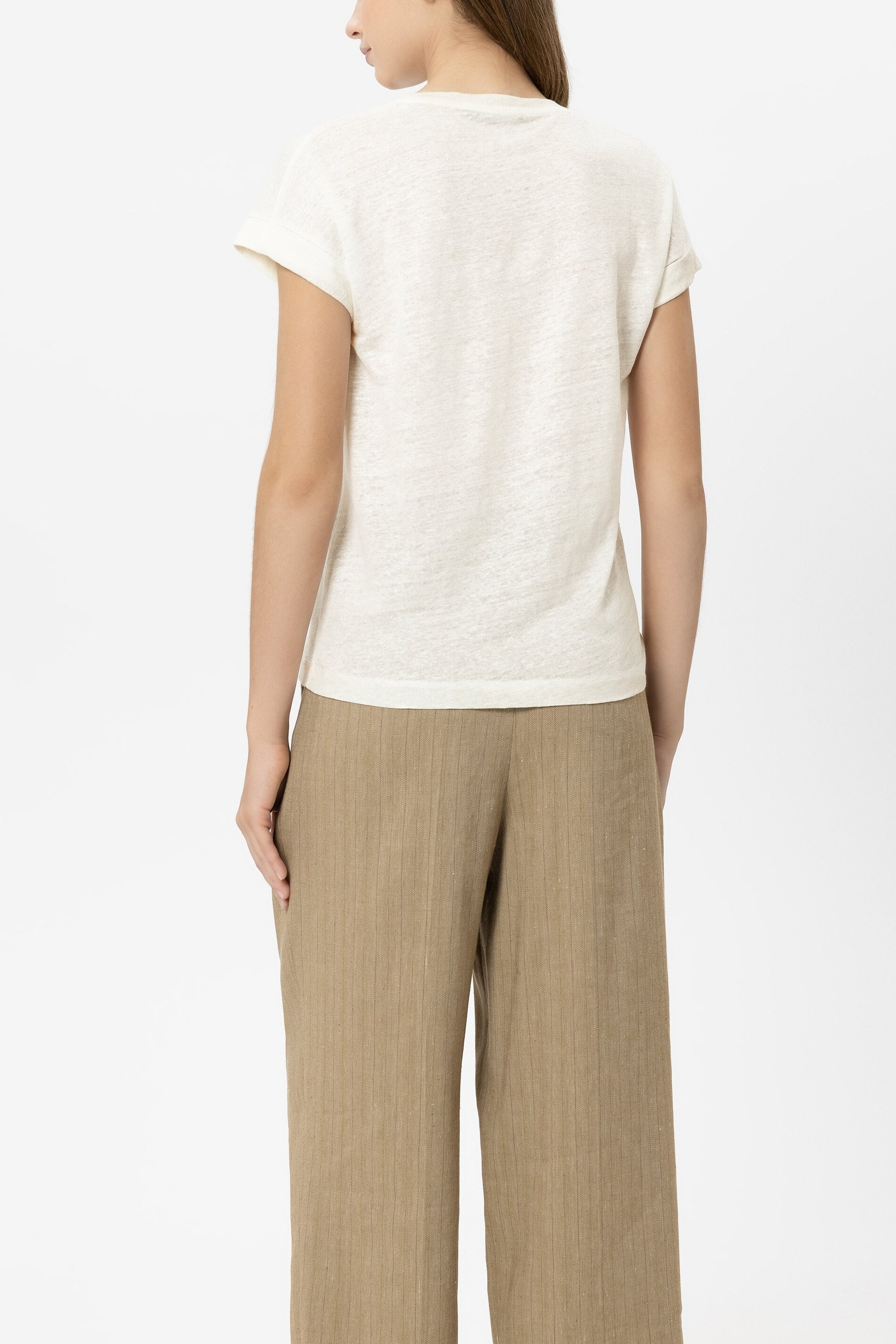 Leinen-T-Shirt - off-white - Standard | Model Rück