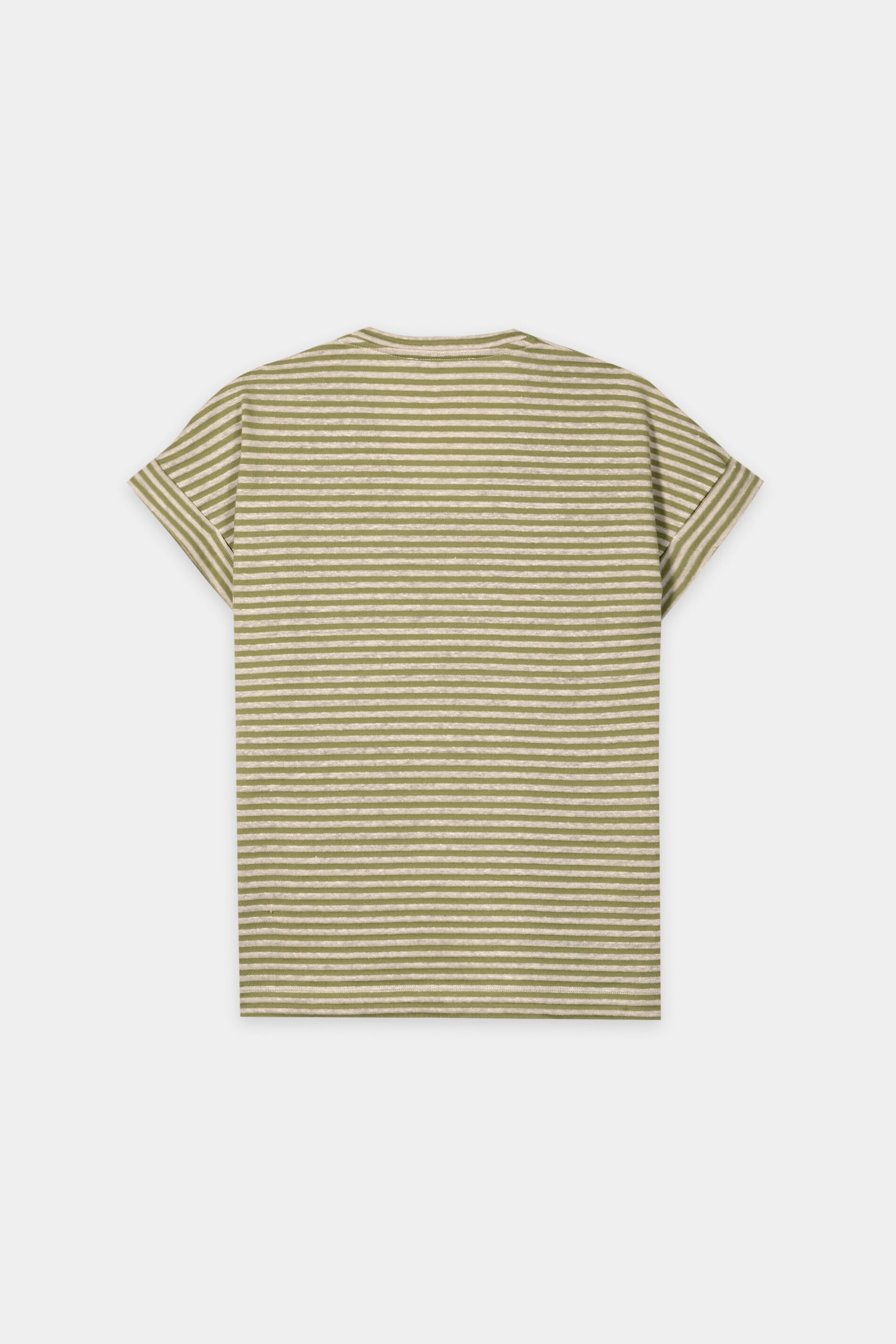 Leinen-Ringel-T-Shirt - sand / moss green - Standard | Artikel Rück