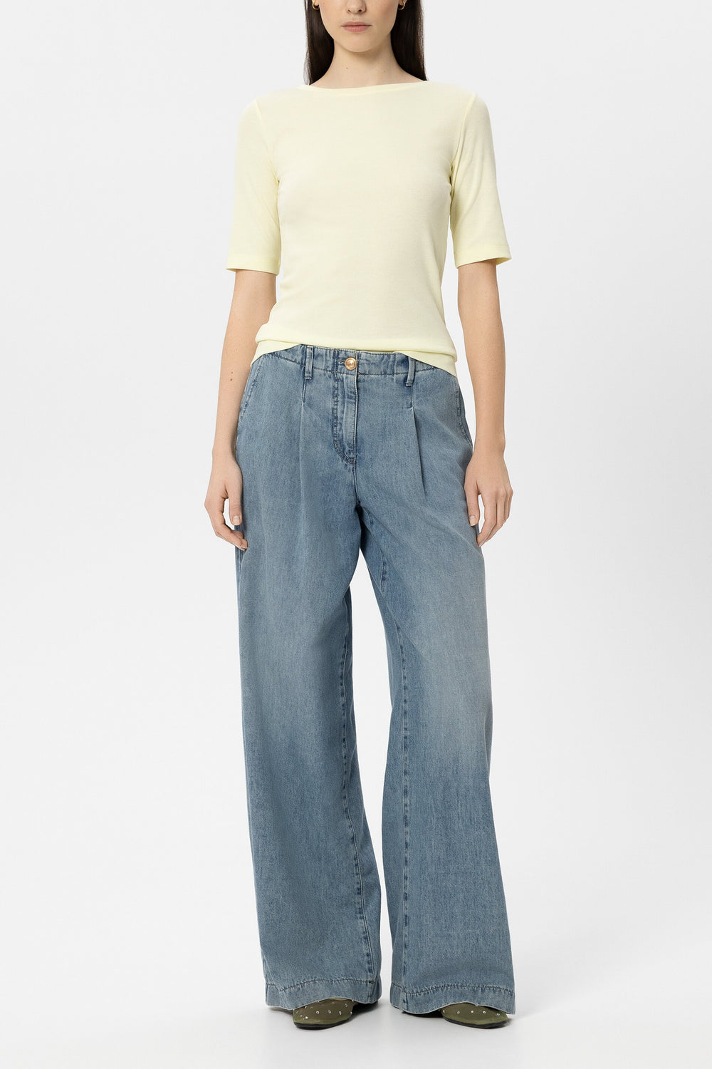 Halbarm-Shirt in Ripp-Optik - citron - Standard