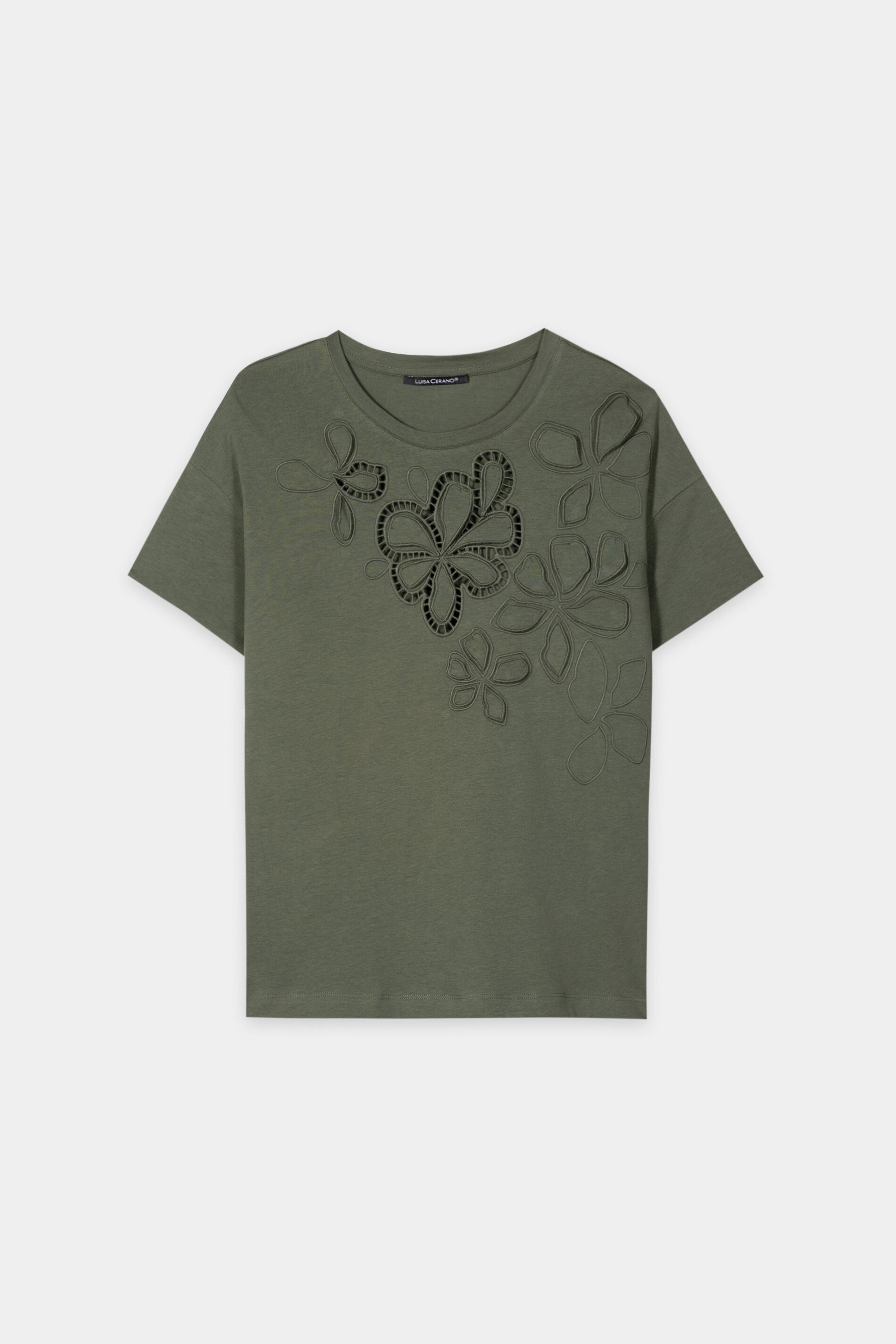 T-Shirt mit Blüten - khaki - Standard | Artikel Front