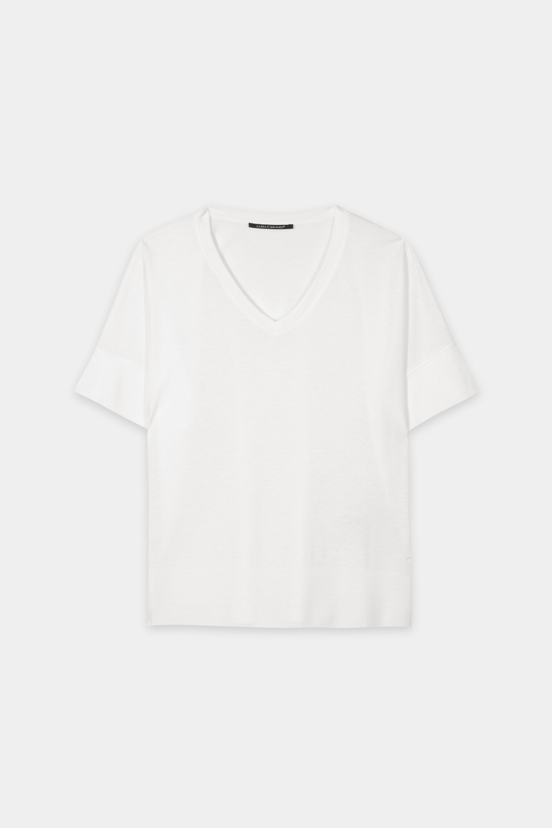 T-Shirt mit Ripp-Saum - white - Standard | Artikel Front