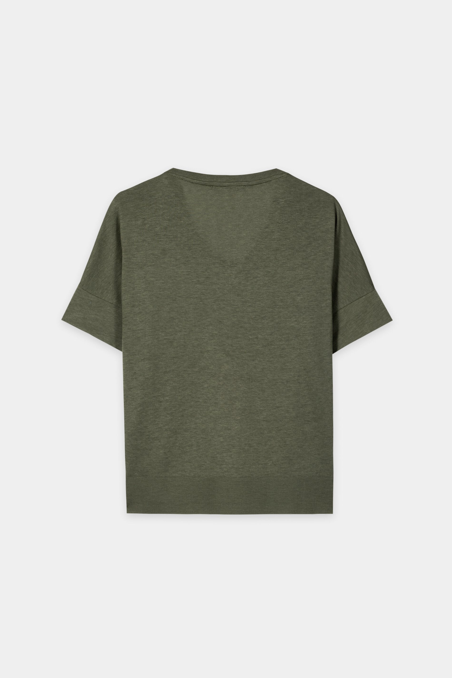 T-Shirt mit Ripp-Saum - khaki - Standard | Artikel Rück