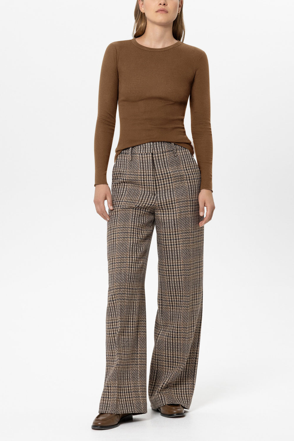 Ripp-Rundhals-Shirt - caramel - Standard