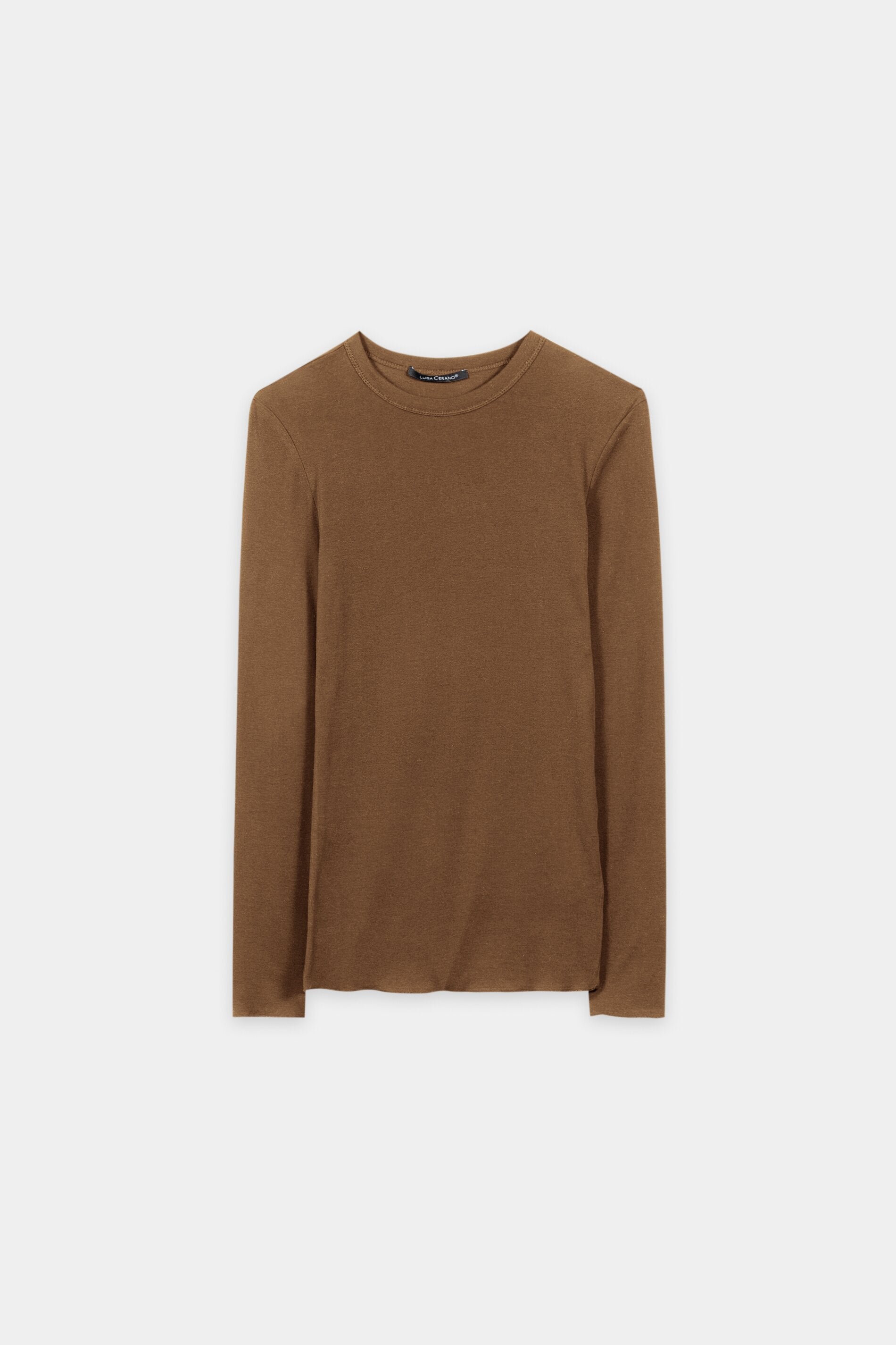 Ripp-Rundhals-Shirt - caramel - Standard | Artikel Front