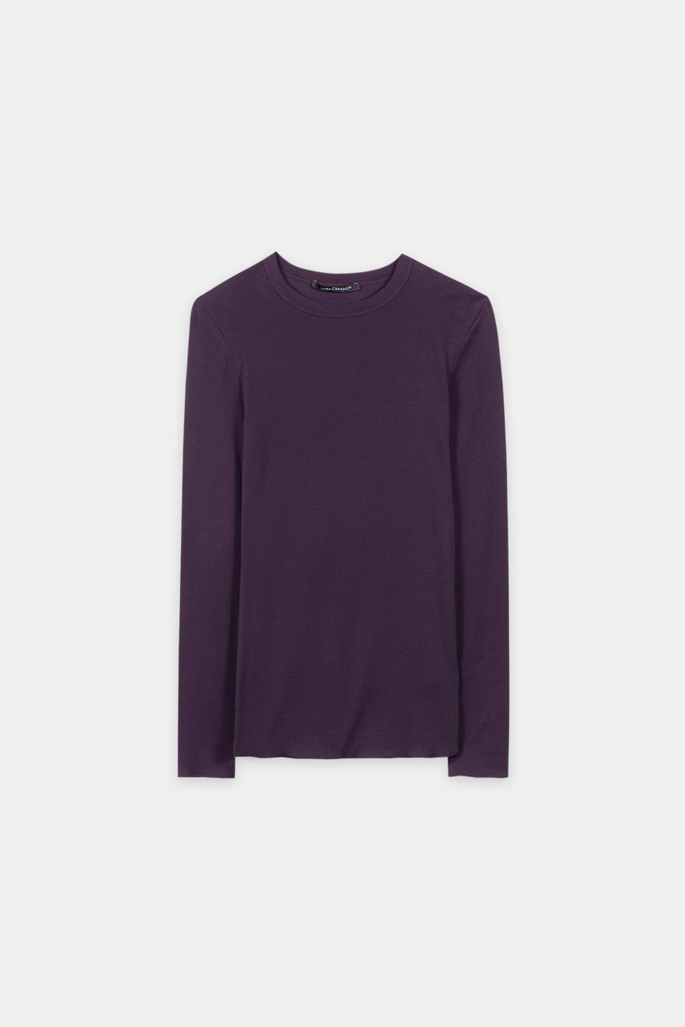 Ripp-Rundhals-Shirt - plum - Standard