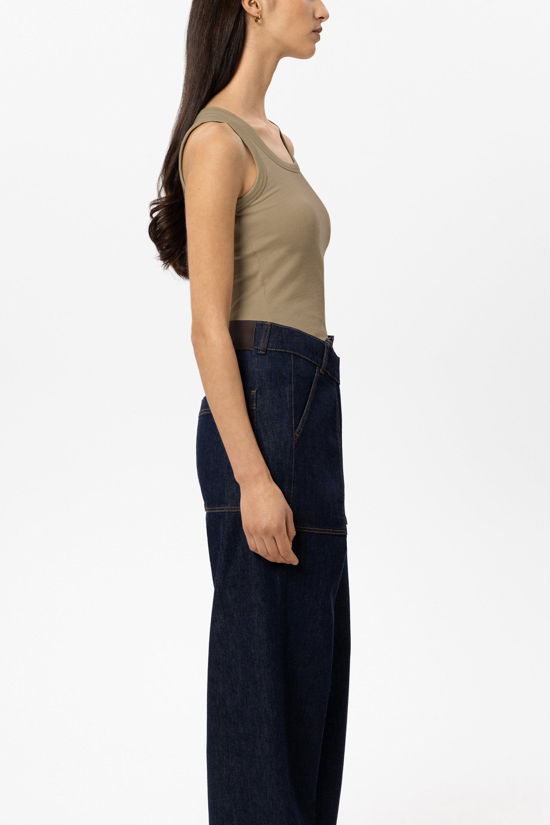 Ripp-Tanktop - salbei - Standard | Model Seite