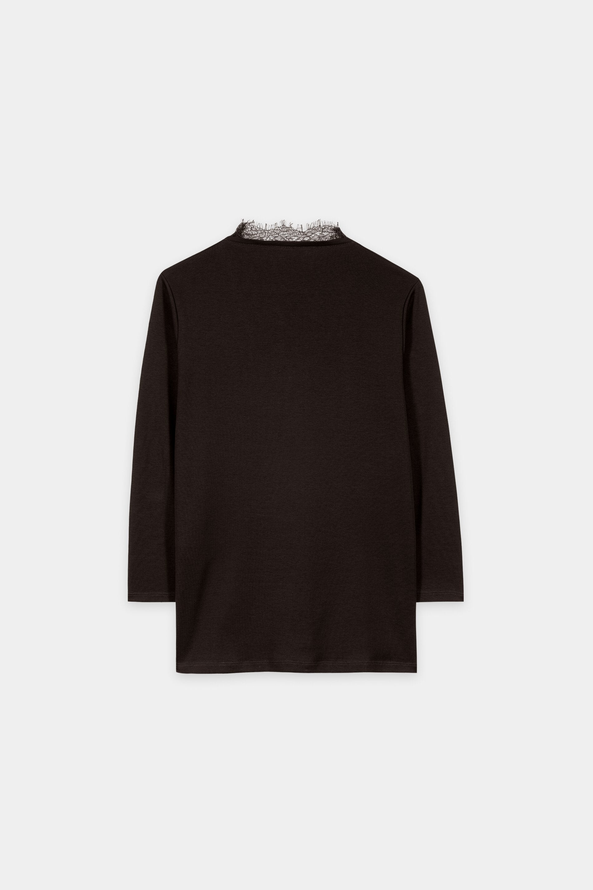 V-Neck-Shirt mit Spitze - truffle - Standard | Artikel Rück