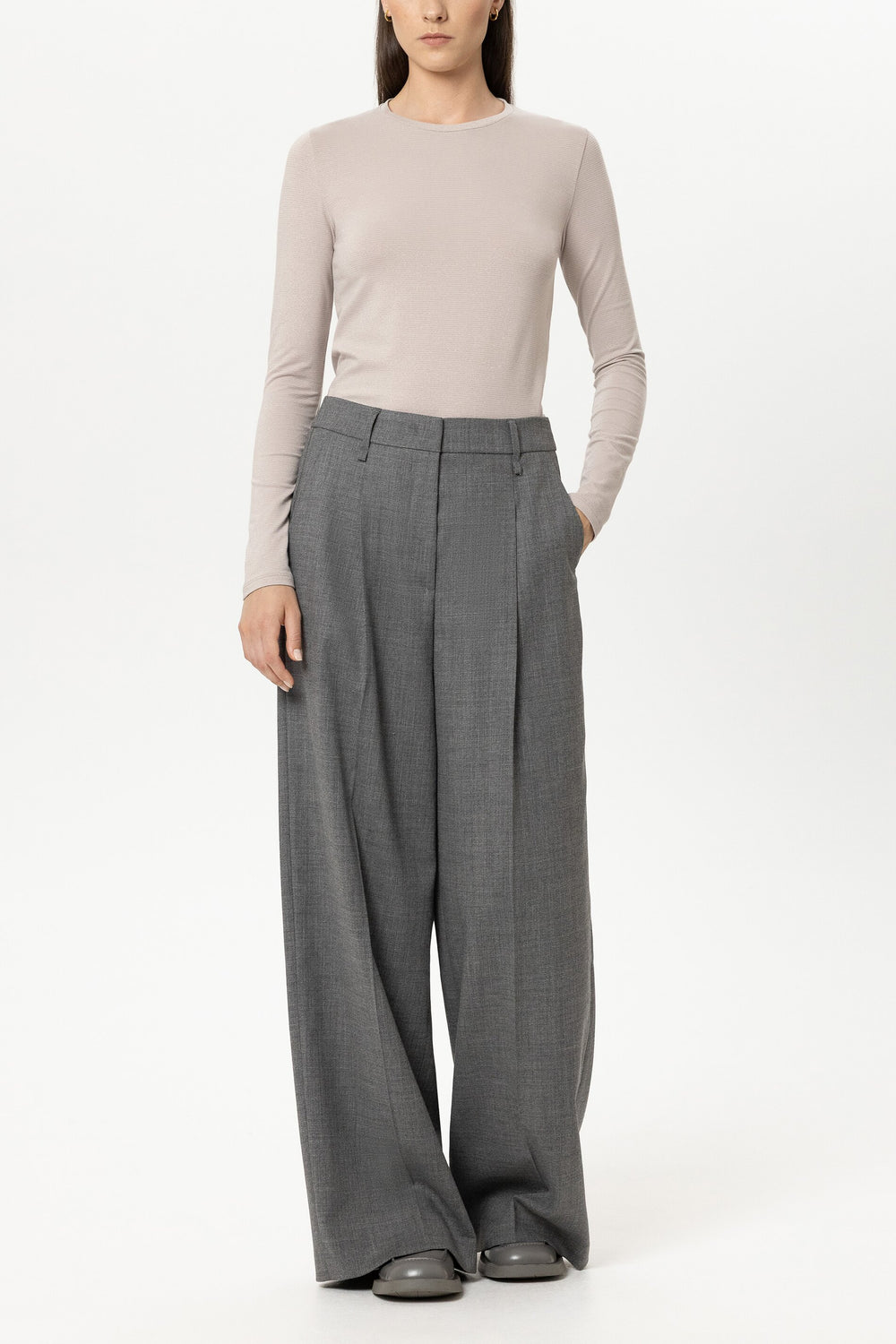 Lurex-Ringel-Shirt - pearl - Standard