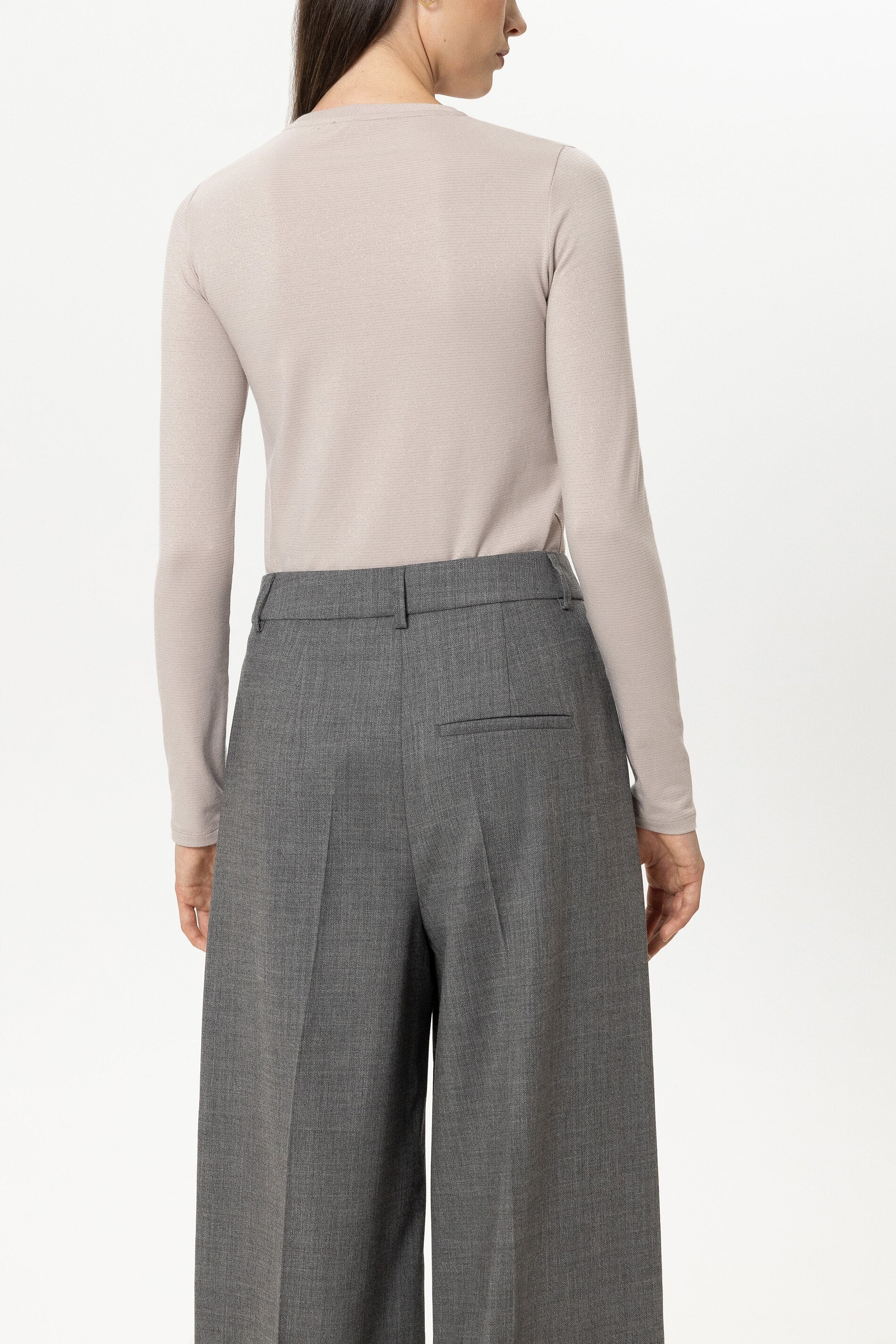 Lurex-Ringel-Shirt - pearl - Standard | Model Rück