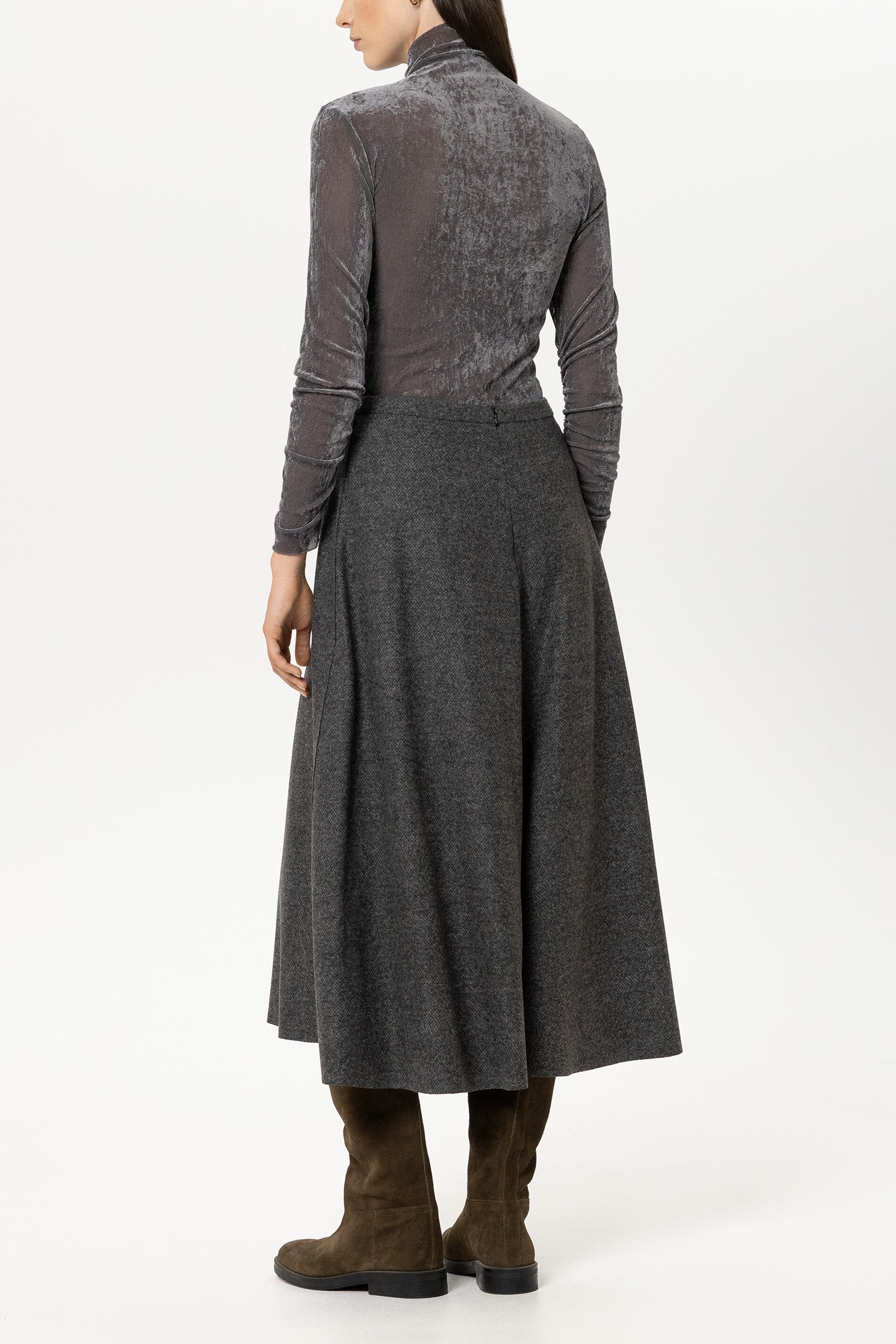 Samt-Turtleneck-Shirt - heather grey - Standard | Model Rück