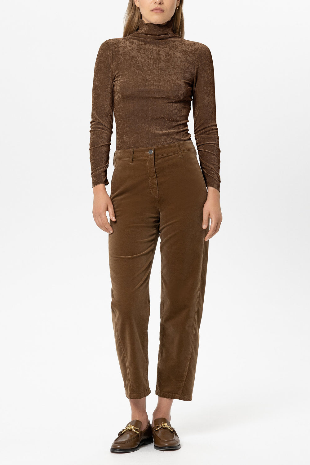 Samt-Turtleneck-Shirt - caramel - Standard