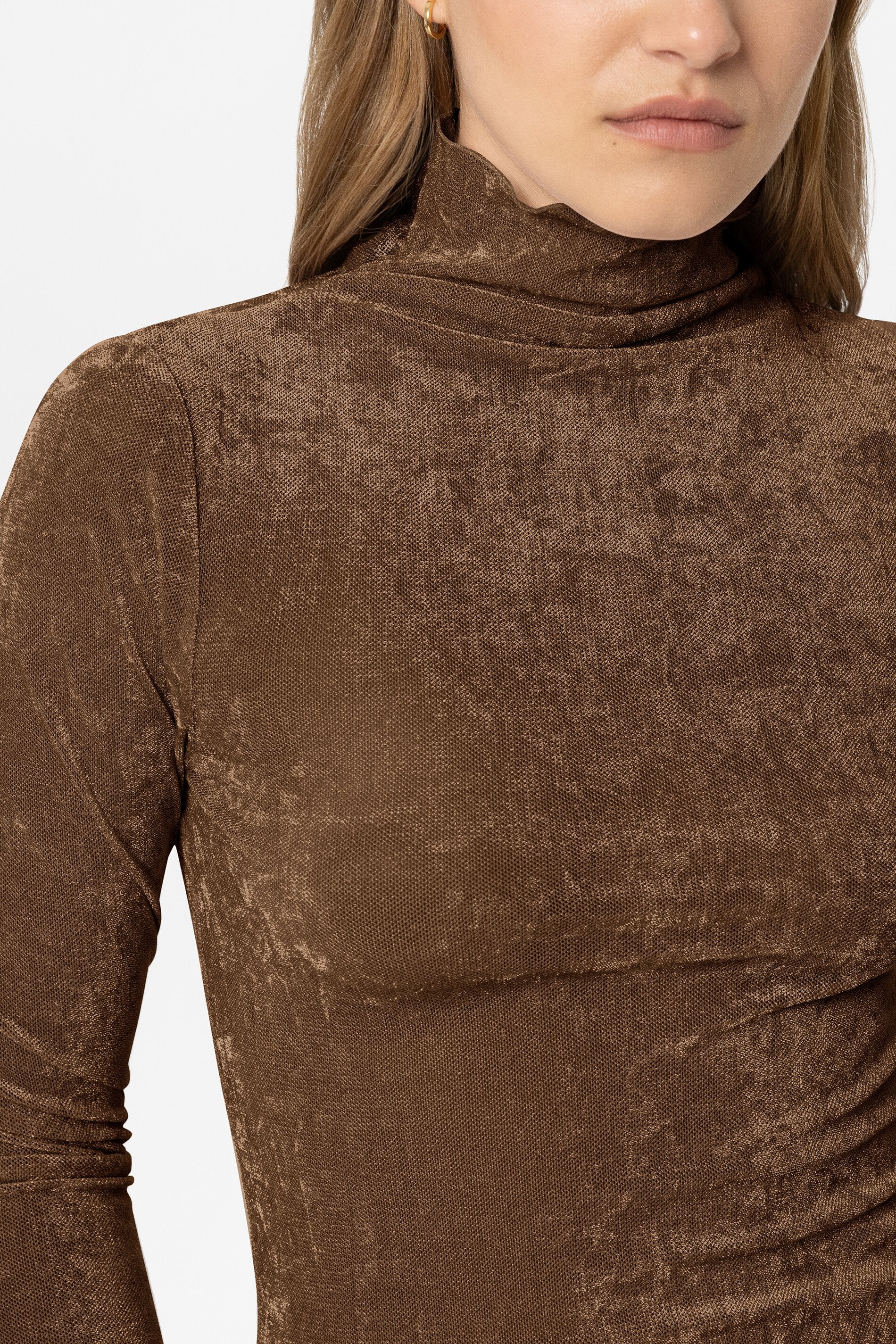 Samt-Turtleneck-Shirt - caramel - Standard | Model Detail