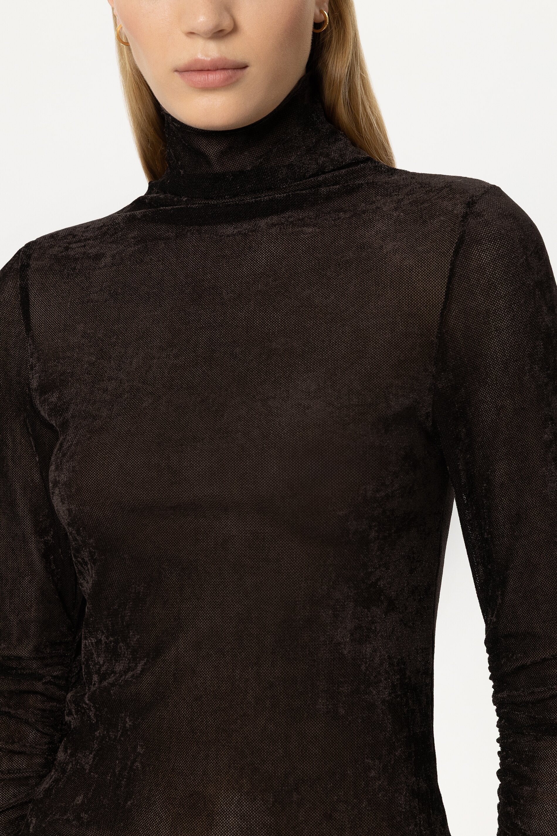 Samt-Turtleneck-Shirt - truffle - Standard | Model Detail