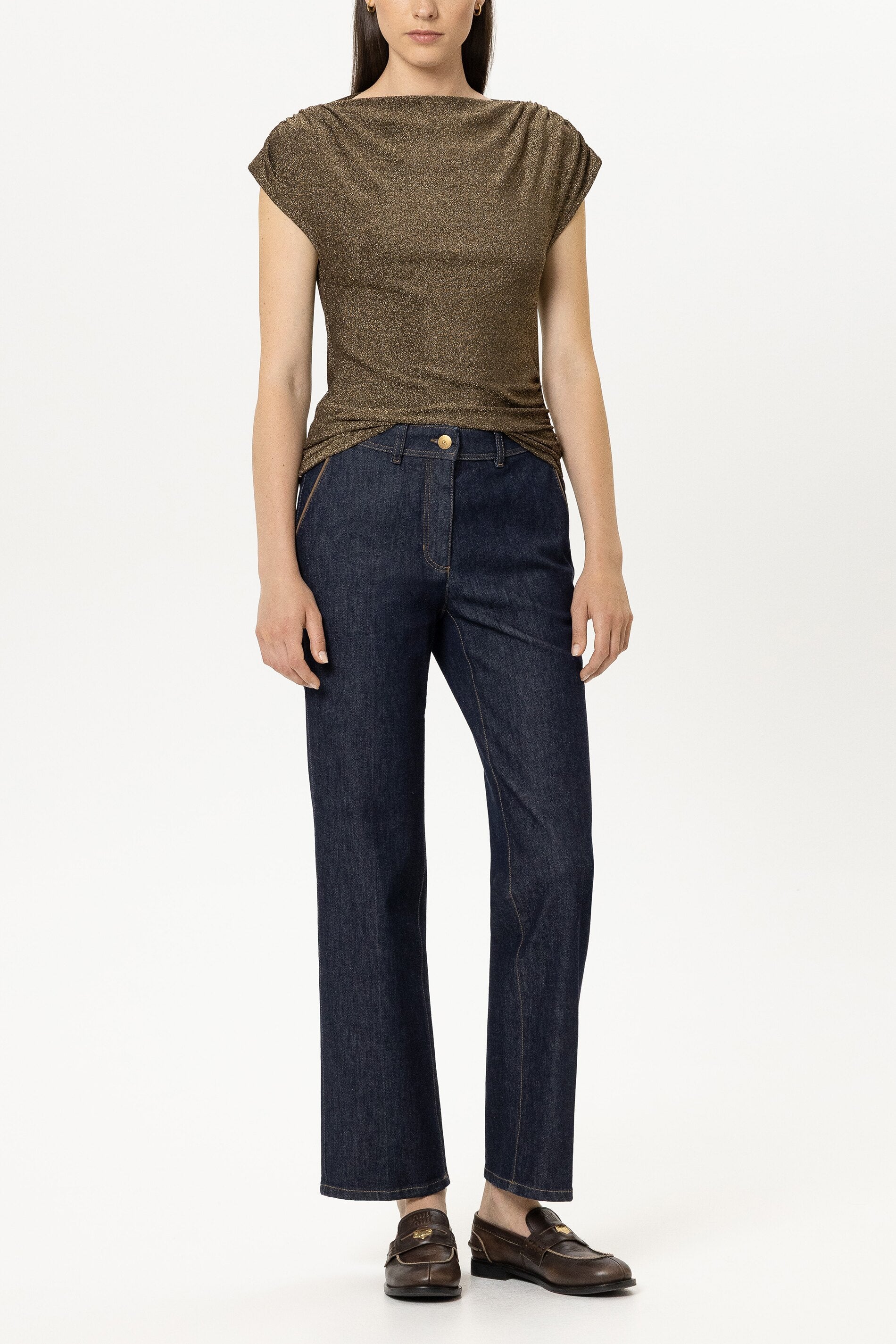 Lurex-Top - caramel - Standard | Model Front