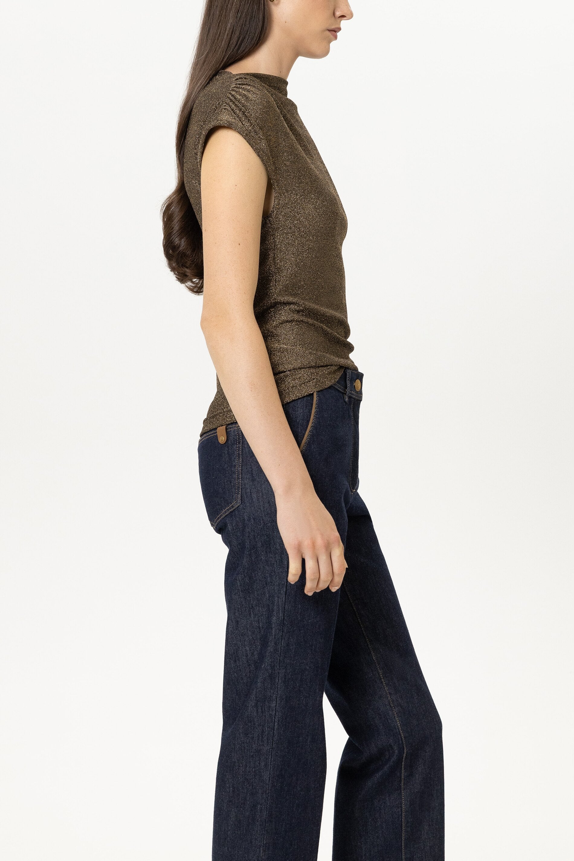 Lurex-Top - caramel - Standard | Model Seite