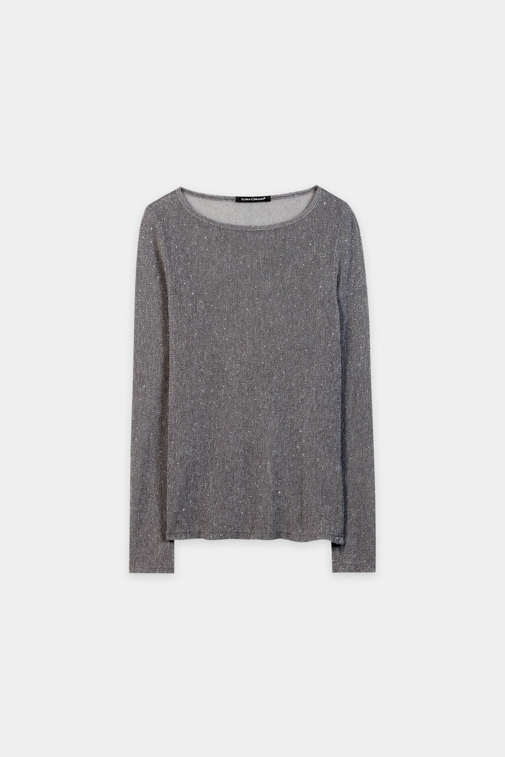 T-shirt brillant à col rond - gris chiné - Standard