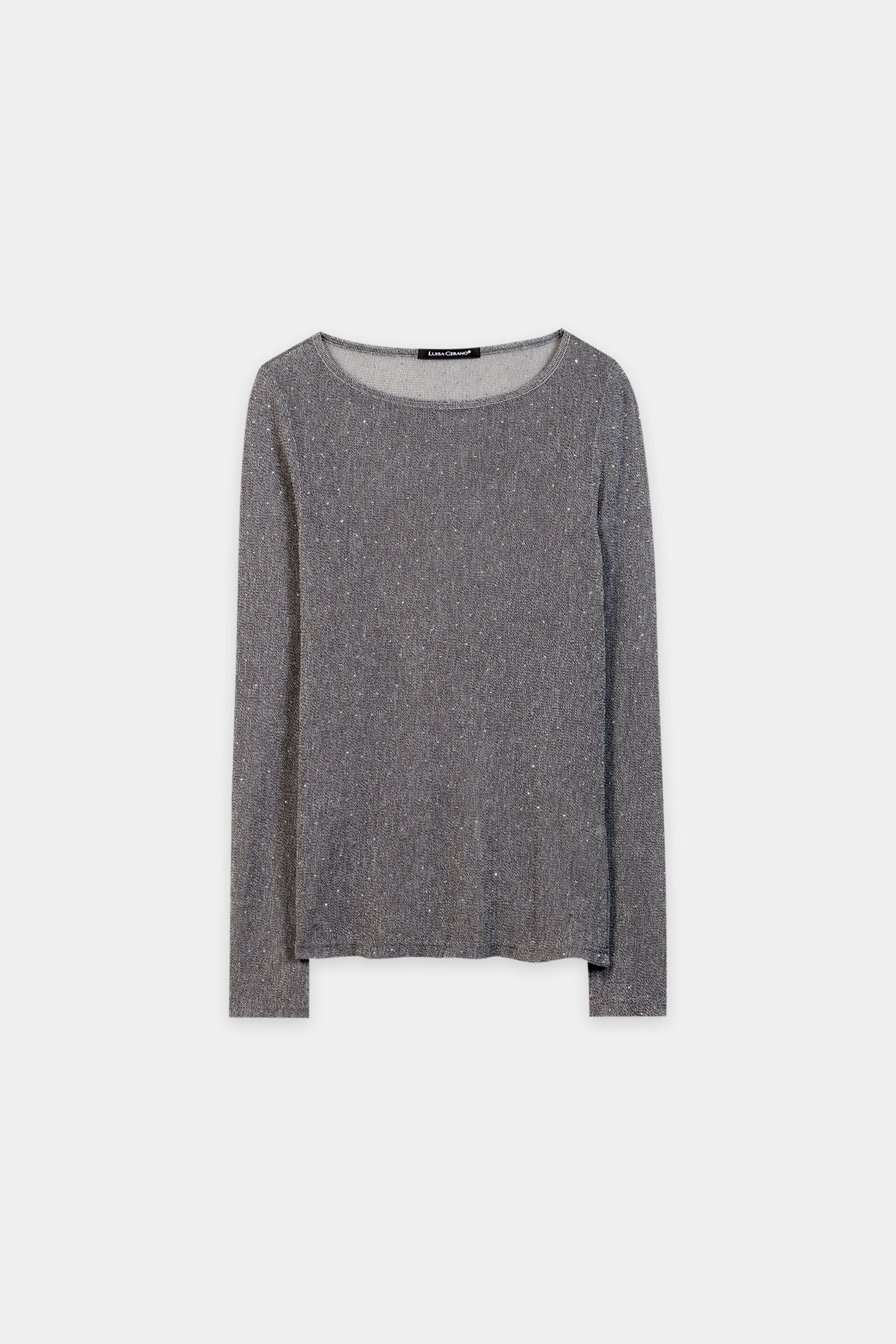 Glanz-Rundhals-Shirt - heather grey - Standard | Artikel Front