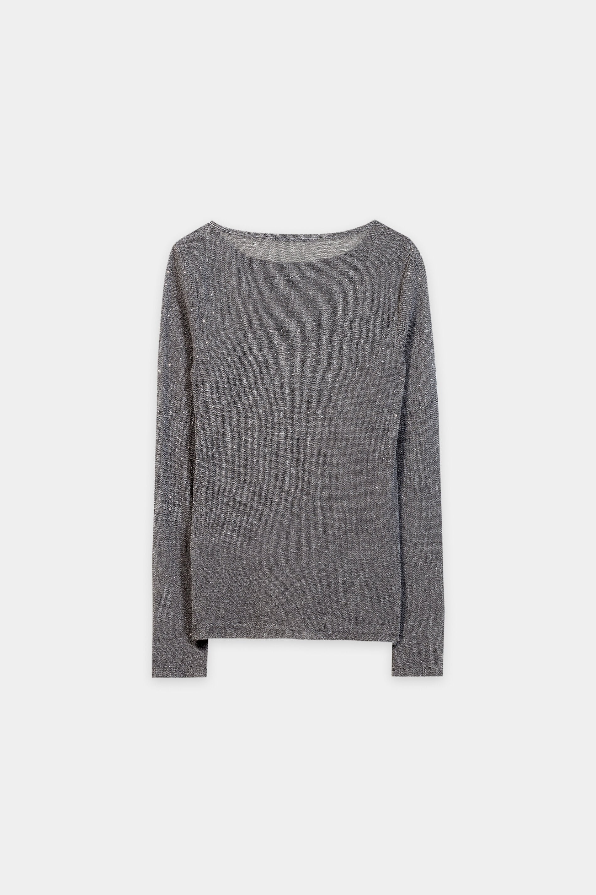 Glanz-Rundhals-Shirt - heather grey - Standard | Artikel Rück