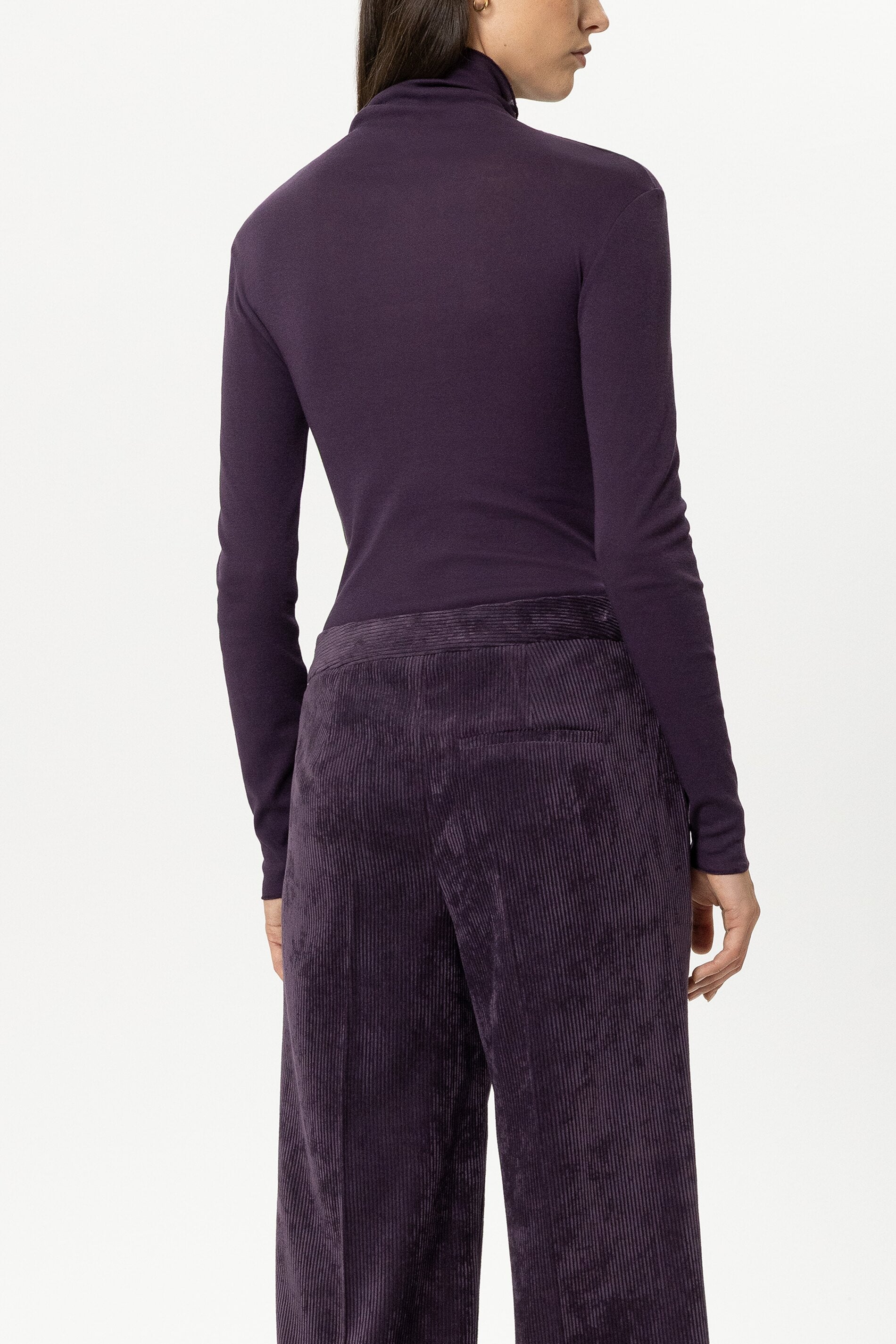 Rollkragen-Shirt - plum - Standard | Model Rück