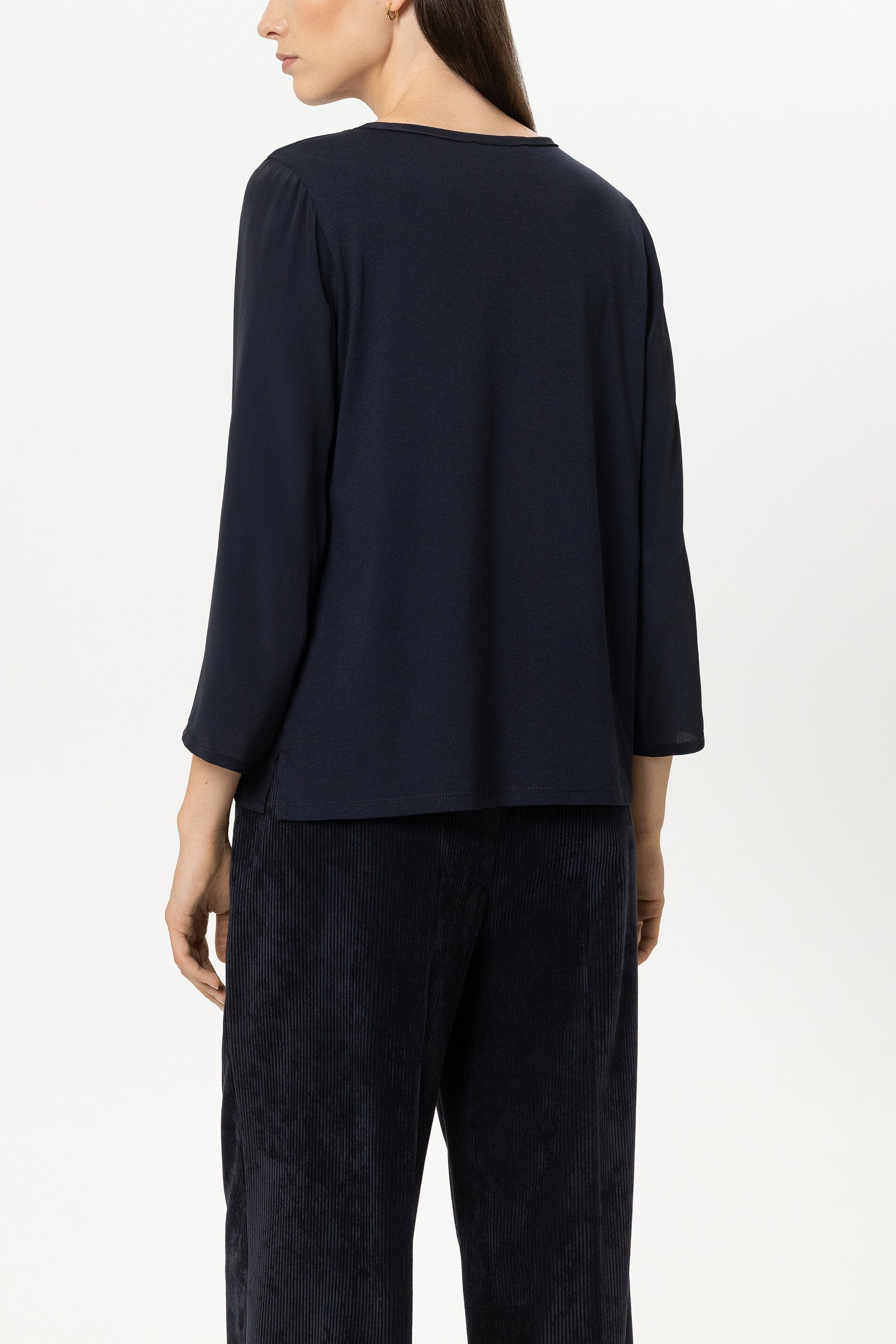 Shirt aus Seiden-Mix - winter navy - Standard | Model Rück