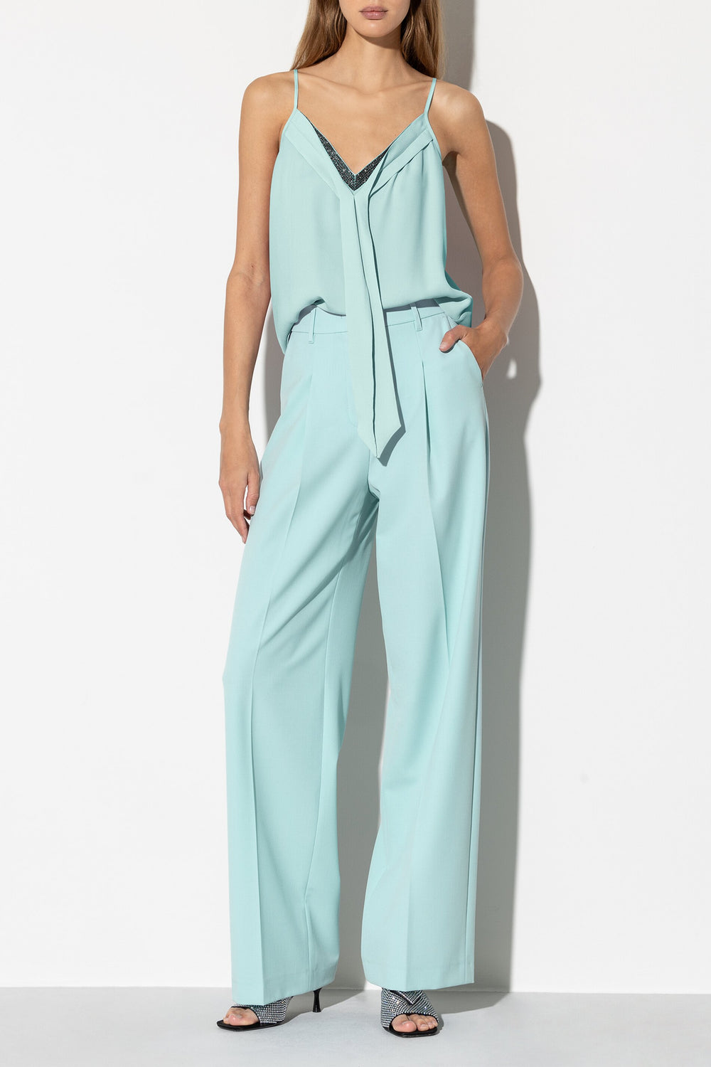 Camisole-Top aus Seiden-Mix - mineral aqua - Standard