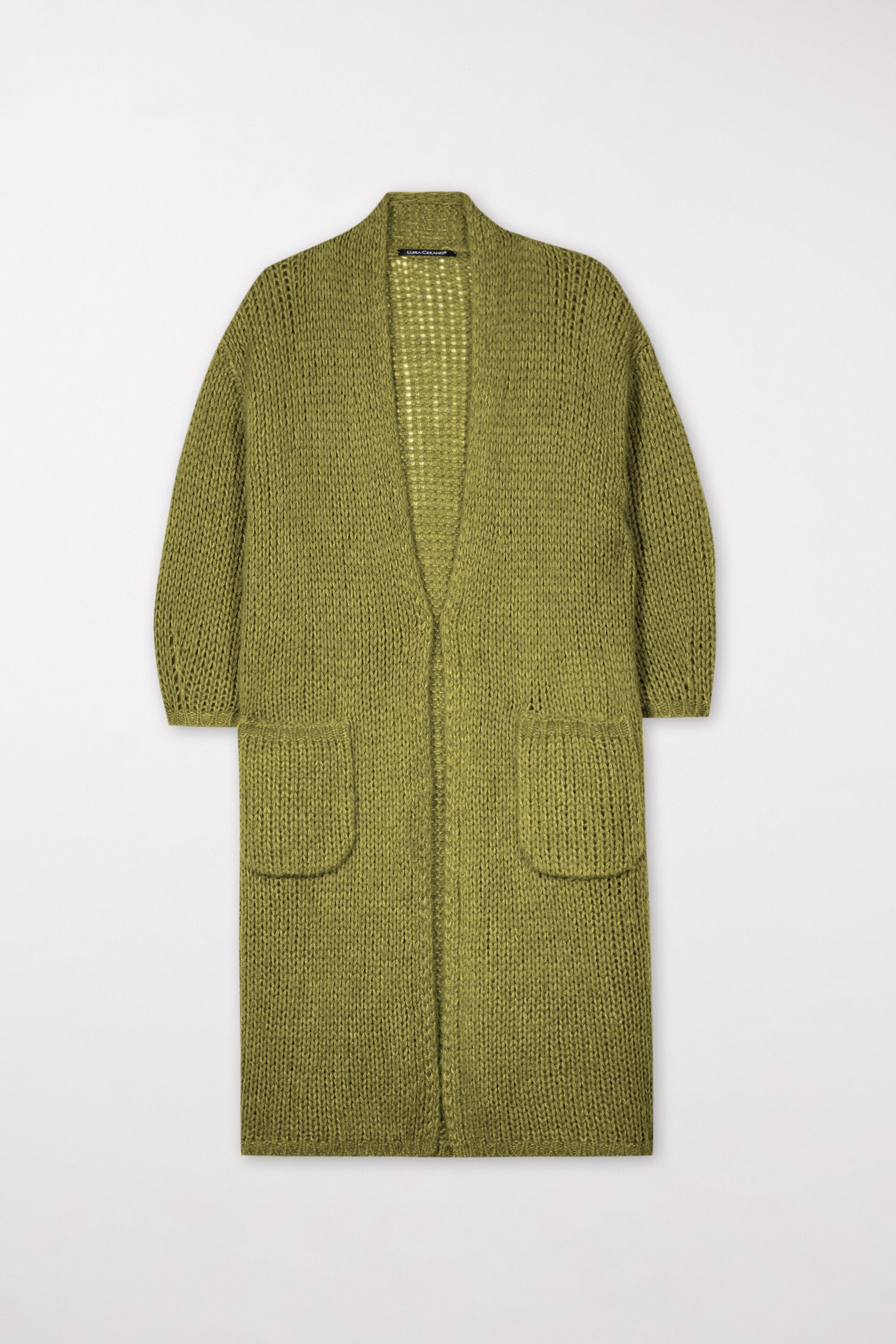 Longcardigan aus Alpaka-Mix - moss green - Standard | Artikel Front