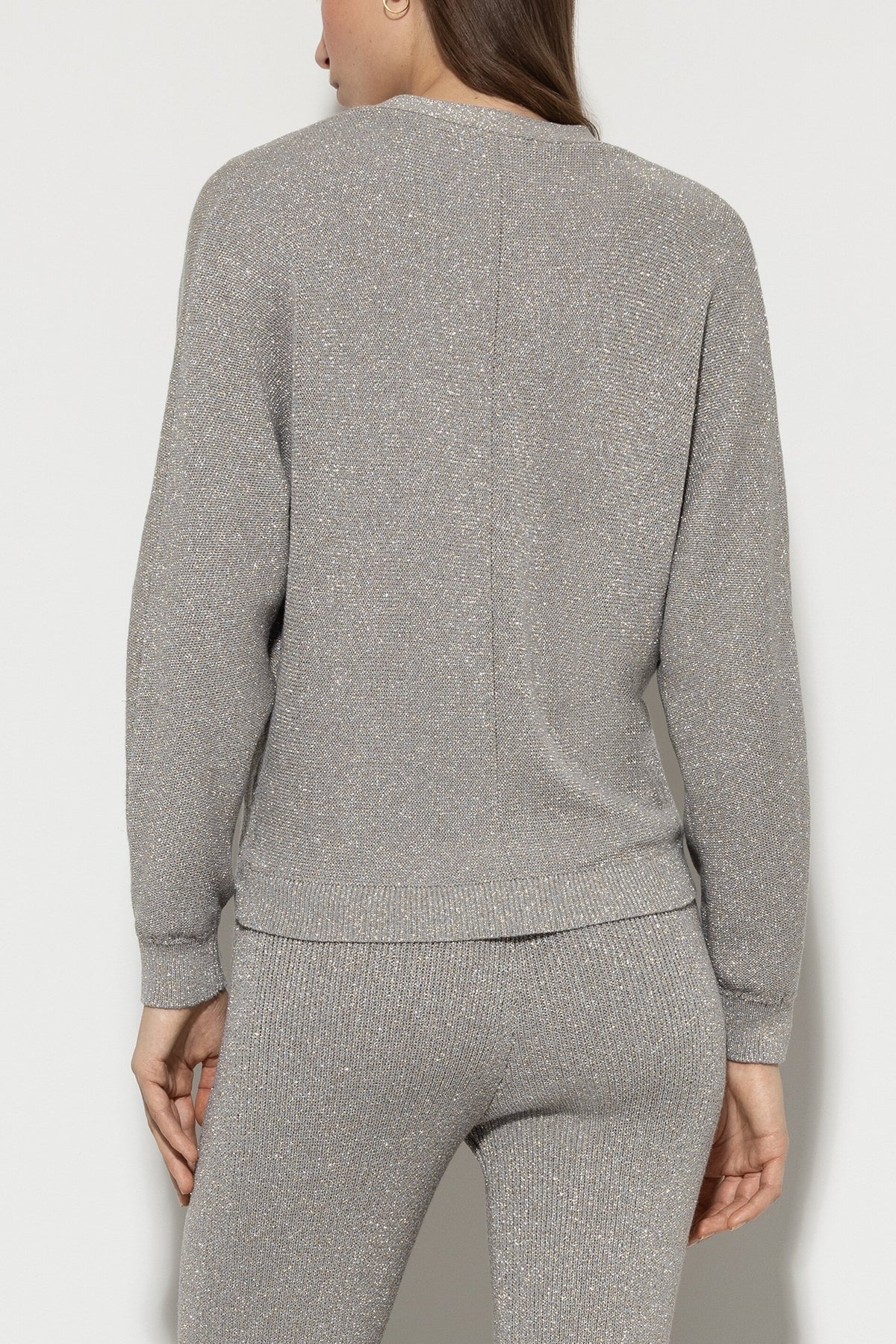 Strickblouson mit Zipdetail - heather grey - Standard | Model Rück