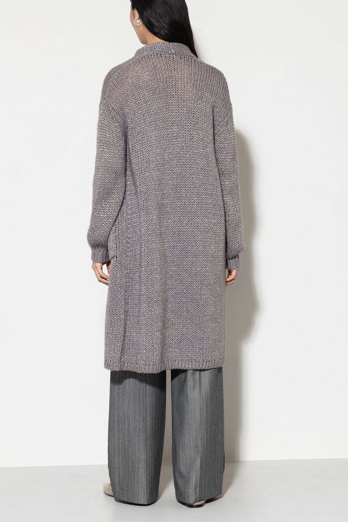 Longcardigan aus Woll-Mix - taupe - Standard | Model Rück