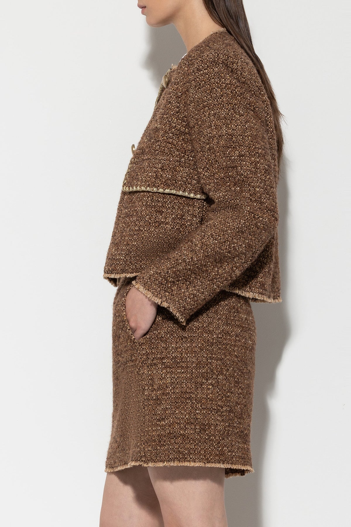 Tweedjacke mit Metallic-Effekt - hazelnut - Standard | Model Seite