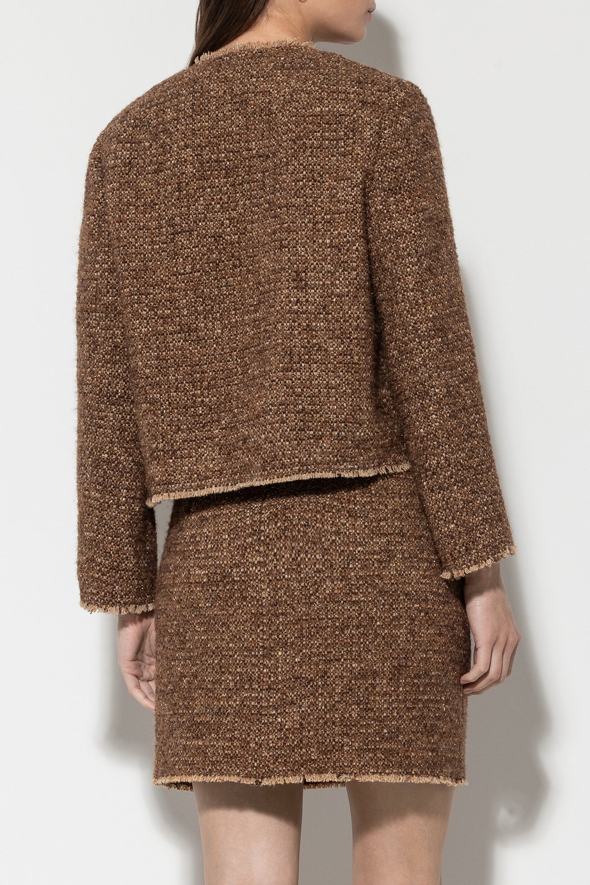 Tweedjacke mit Metallic-Effekt - hazelnut - Standard | Model Rück