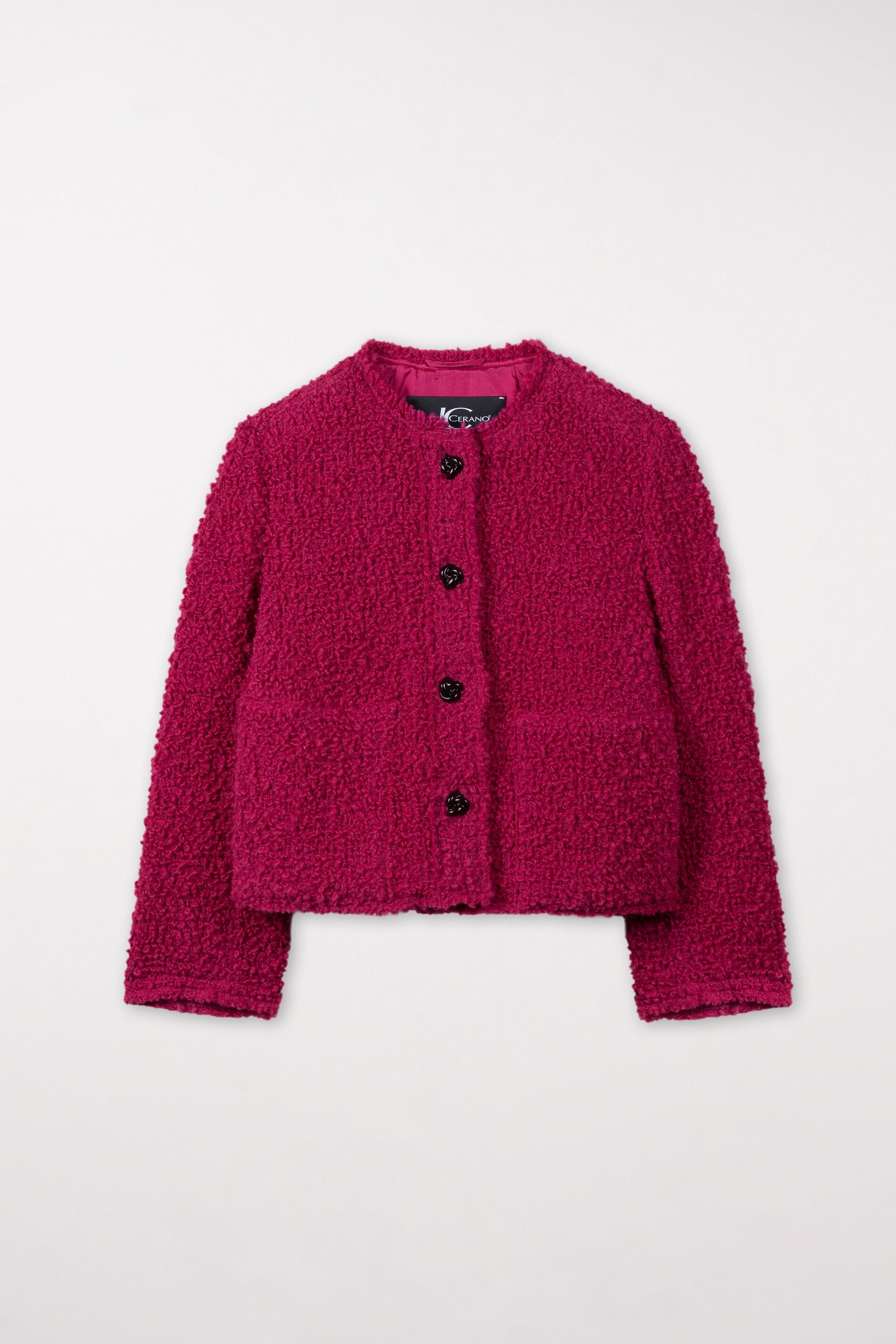 Tweedjacke aus Bouclé-Wolle - berry pink - Standard | Artikel Front