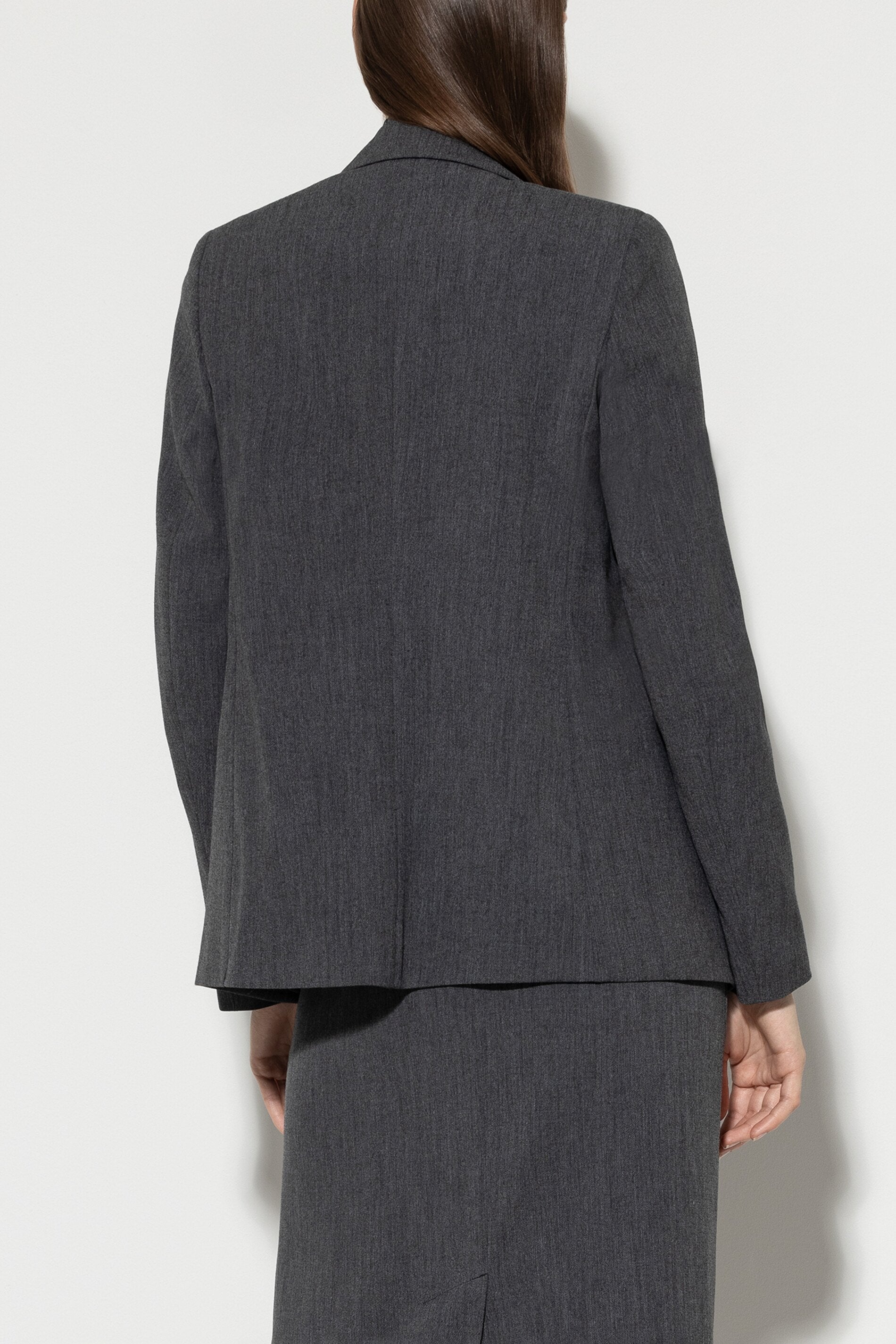 Blazer aus Kaschmir-Mix - dark grey melange - Standard | Model Rück