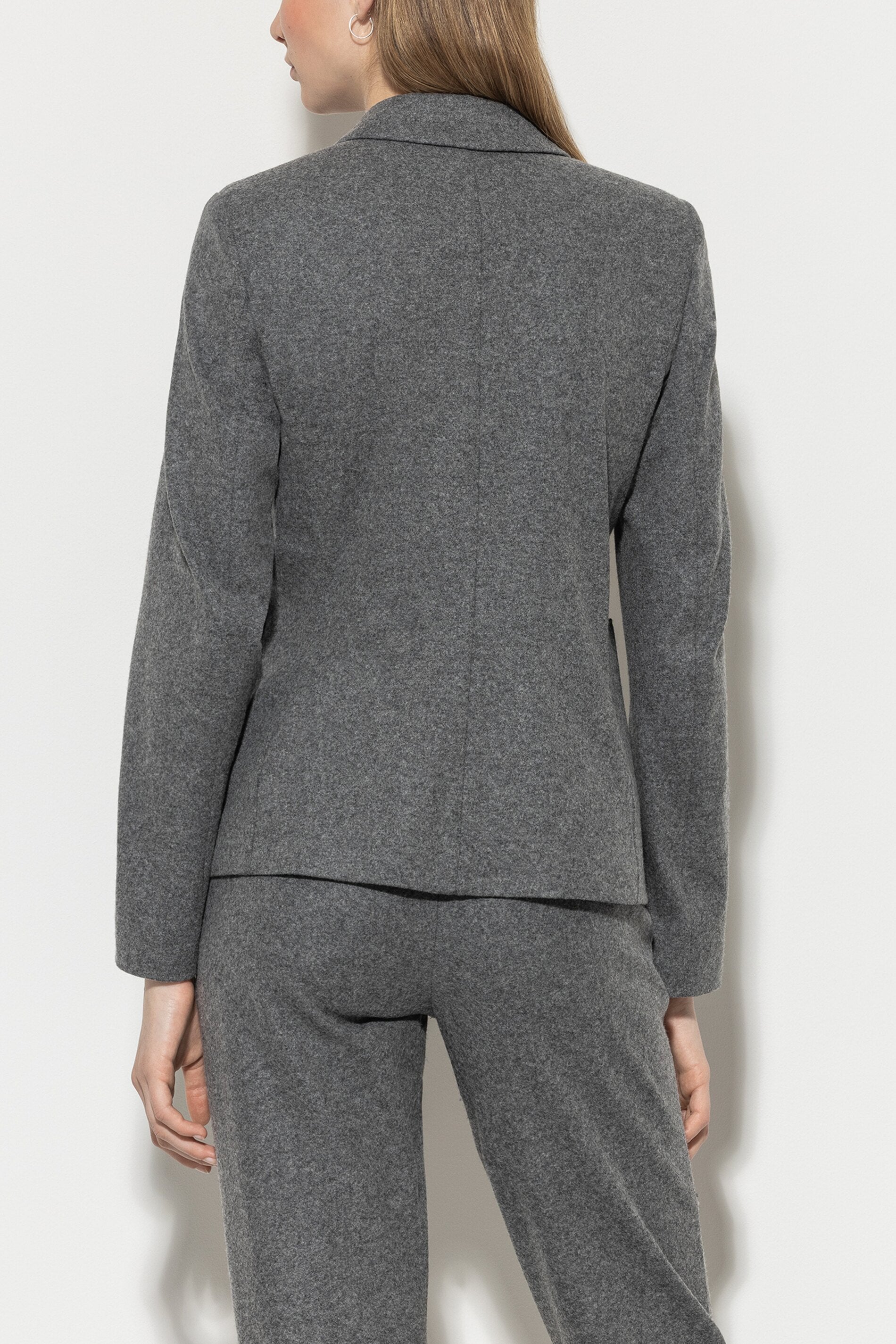 Flanell-Blazer - dark grey melange - Standard | Model Rück