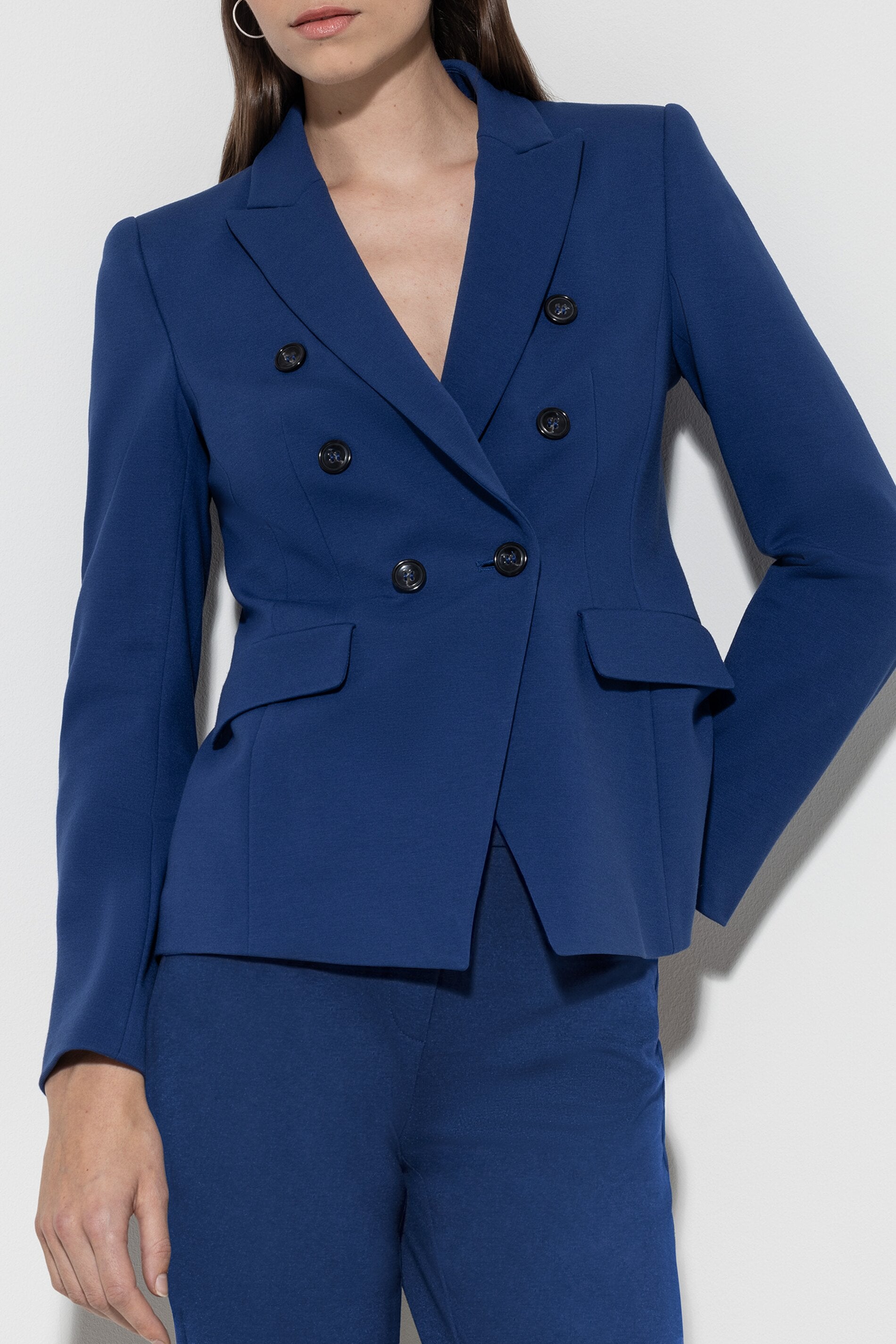 Blazer aus Punto-Milano - deep blue - Standard | Model Front
