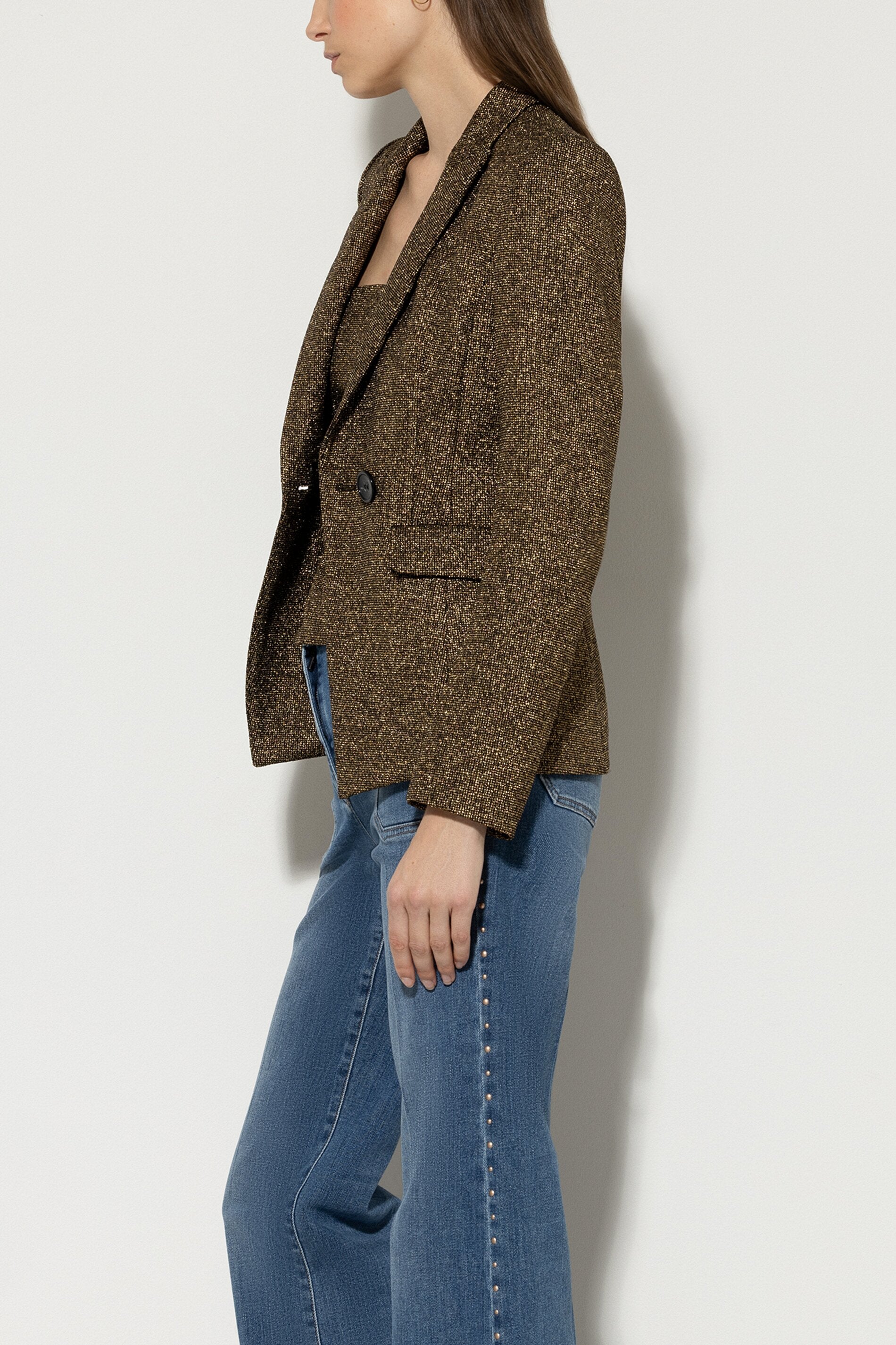 Blazer mit Metallic-Effekt - gold metallic - Standard | Model Seite