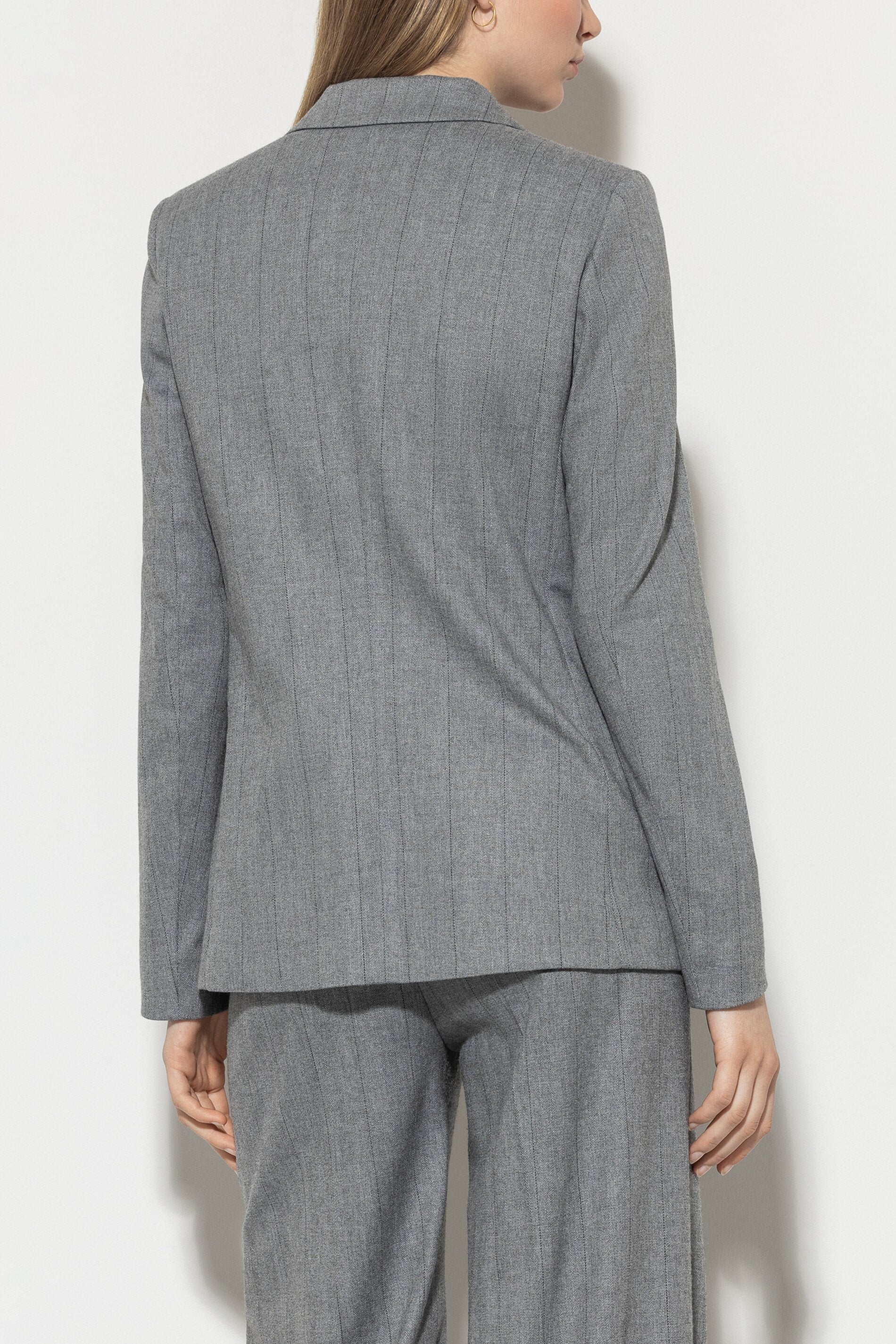 Fischgrat-Blazer - heather grey - Standard | Model Rück
